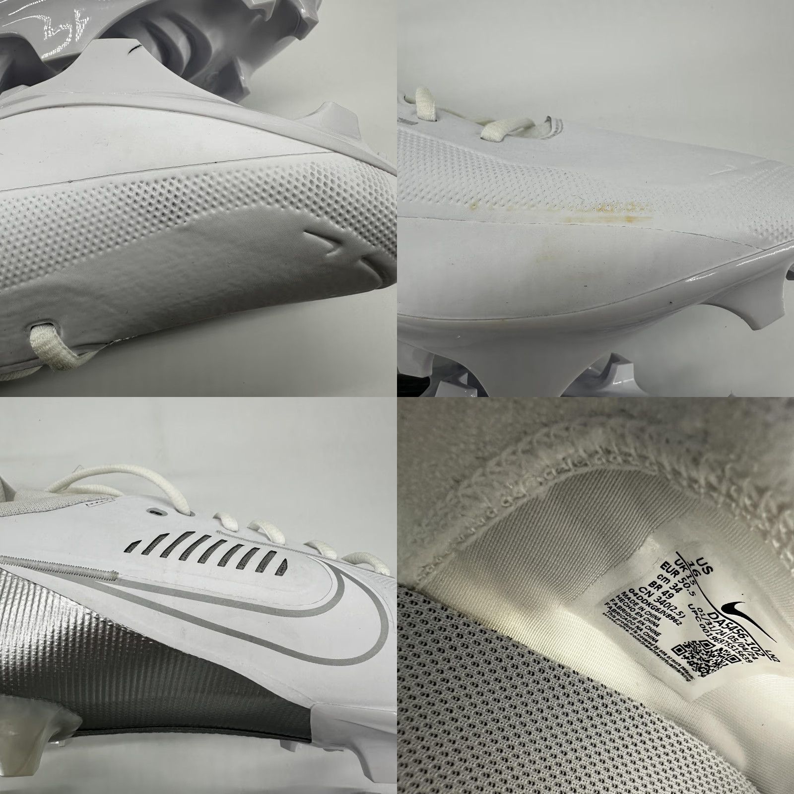 Nike Nike Vapor Shoes Mens Size 16 White Silver Football Cleats Mid Top DA1456-702 Size US L / EU 52-54 / 3 - 8 Thumbnail