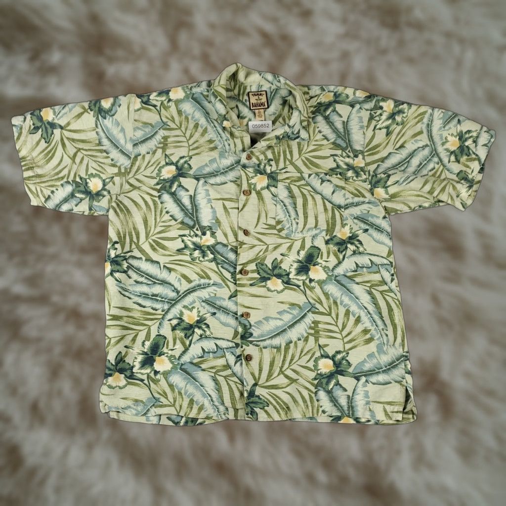 Tommy Bahama VINTAGE Tommy Bahama Shirt Mens Large Green Floral Silk Hawaiian Button Up Size US L / EU 52-54 / 3 - 1 Thumbnail