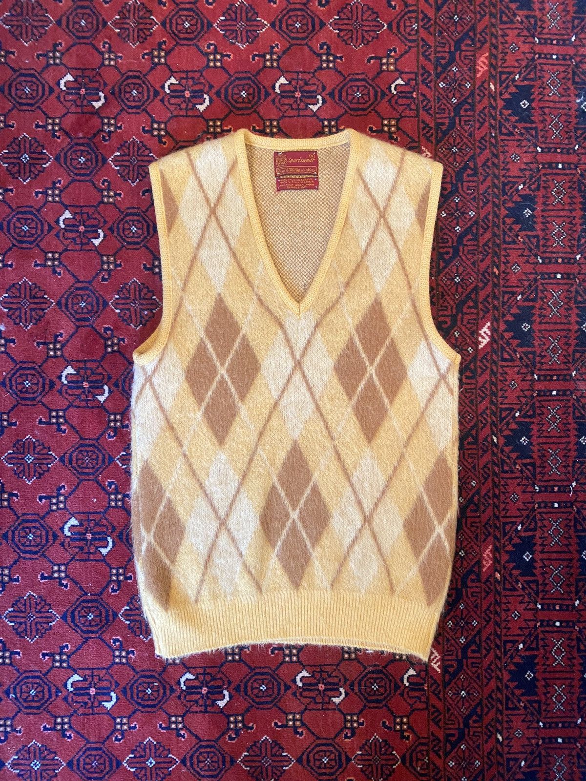 トップス vintage sears mohair argyle design vest Sears × Streetwear × Vintage Vintage Sears Mohair Argyle
