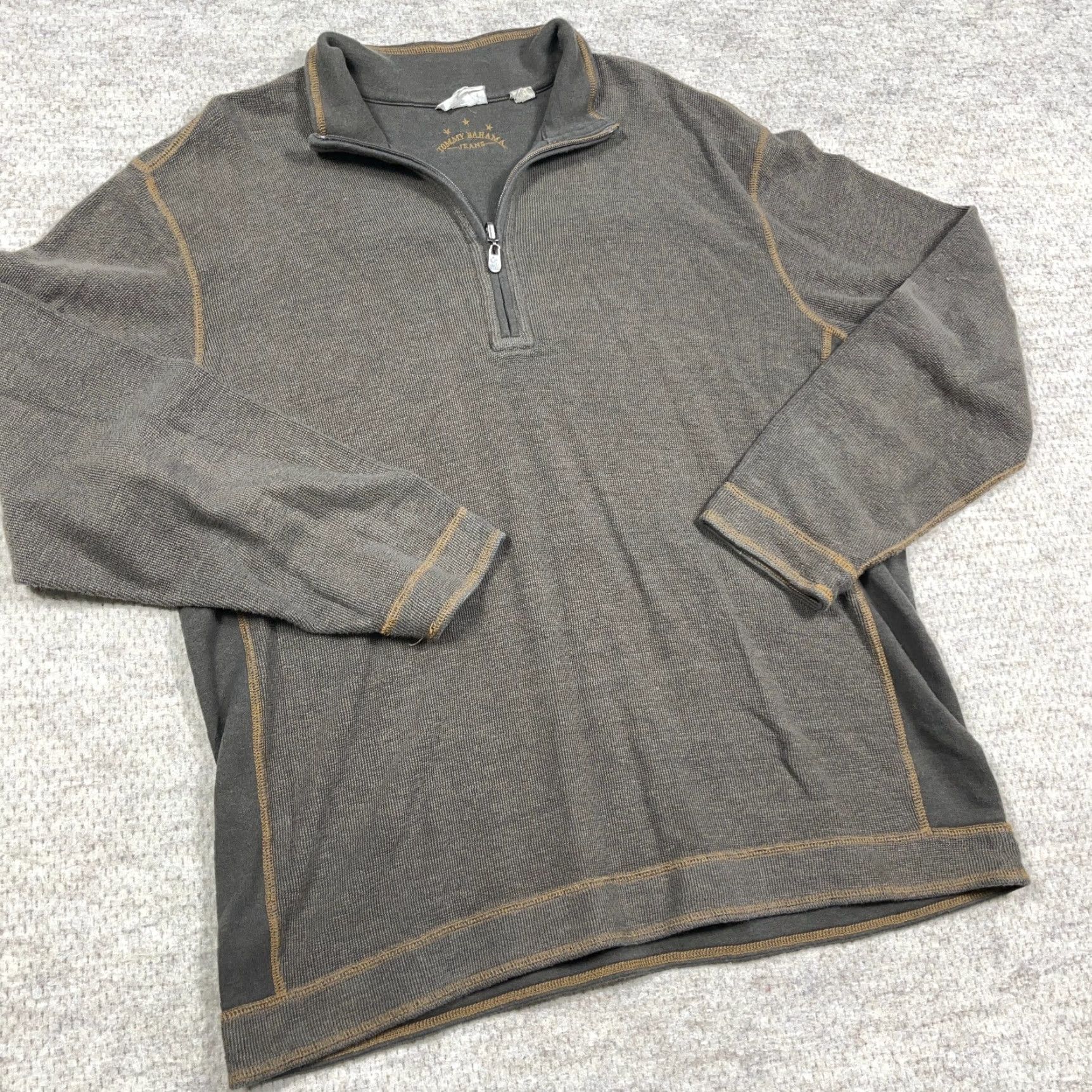 Tommy Bahama Tommy Bahama Sweater Men XL Olive Green Pullover 1/4 Zip Knit Casual Vintage-Style World of Golf/Walking 3/4 Zip Mens Size US XL / EU 56 / 4 - 3 Thumbnail