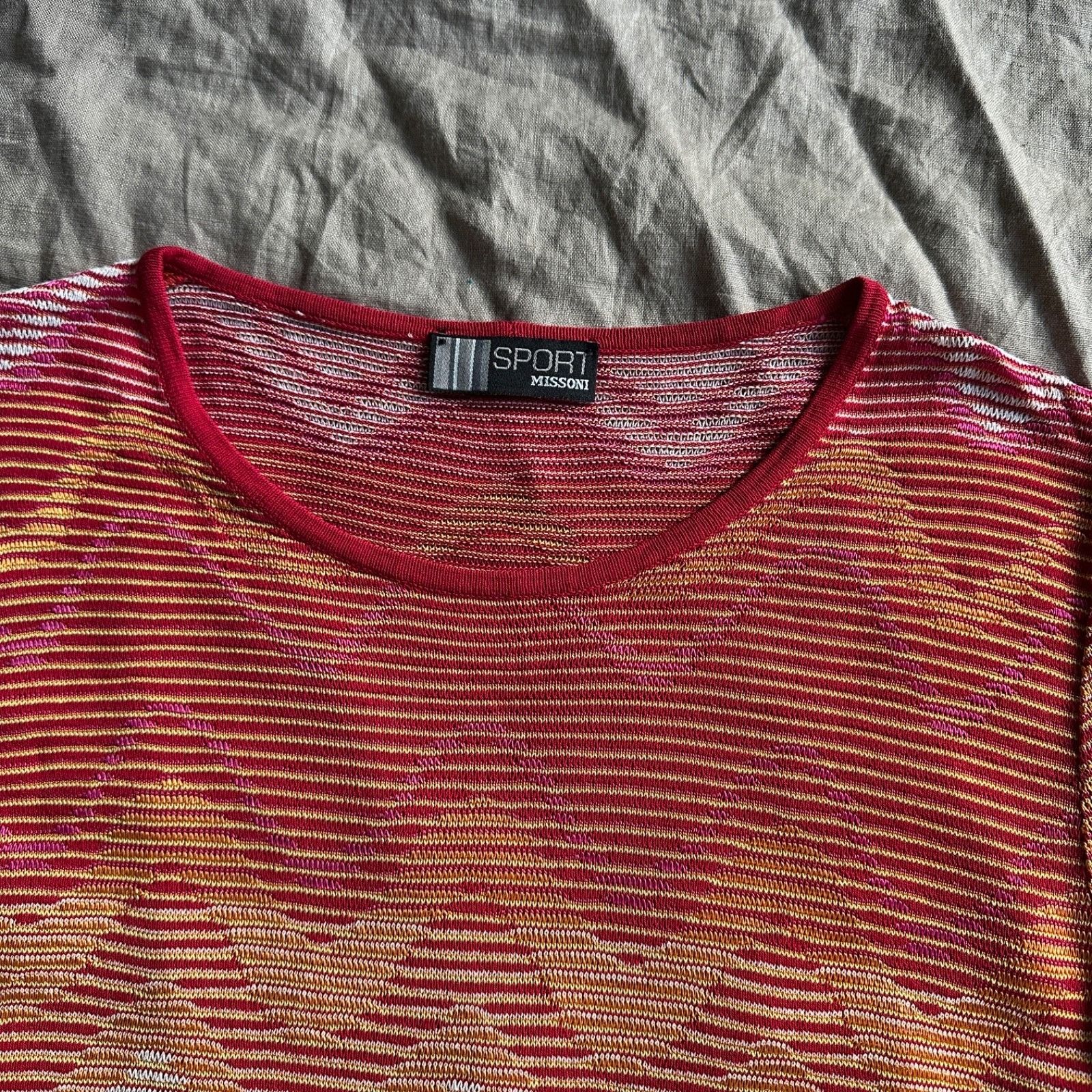Missoni Missoni Sport Women's Zigzag Striped Knit T-Shirt 9387AC Size L / US 10 / IT 46 - 2 Thumbnail