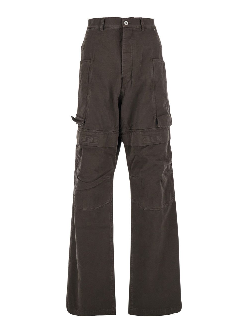 Rick Owens Drkshdw 'Stefan' Brown Wide Leg Cargo Pants with Patch Pockets in Cotton Man Size US 30 / EU 46 - 1 Thumbnail