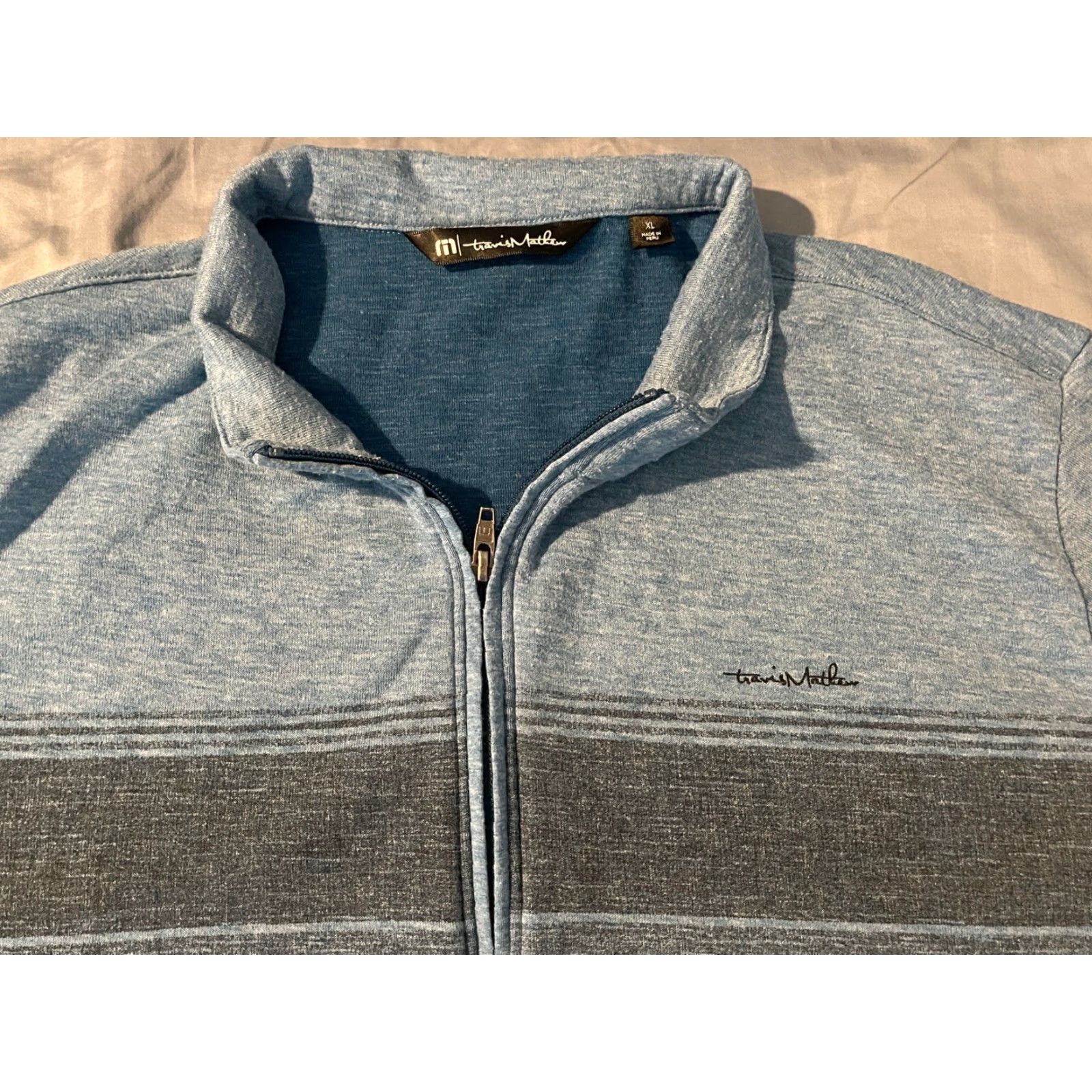 TravisMathew Travis Mathew Sweatshirt Mens XL Heather Blue 1/4 Zip Pullover Mock Neck Long Sleeve Joshua Tree Pullover Size US XL / EU 56 / 4 - 3 Thumbnail