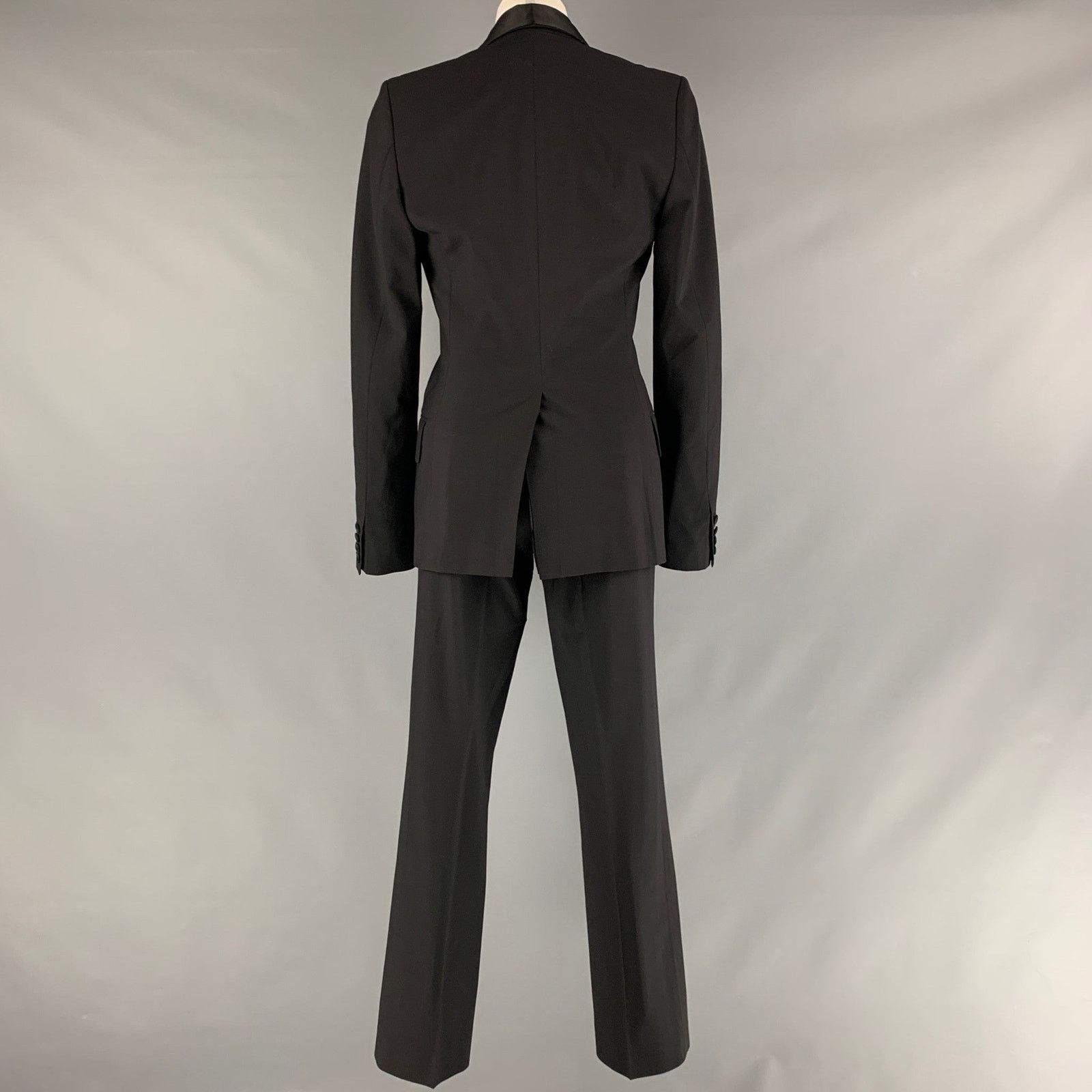 Paul & Joe PAUL & JOE 34 Black Solid Polyester Wool Shawl Collar Suit Size 34R - 4 Thumbnail