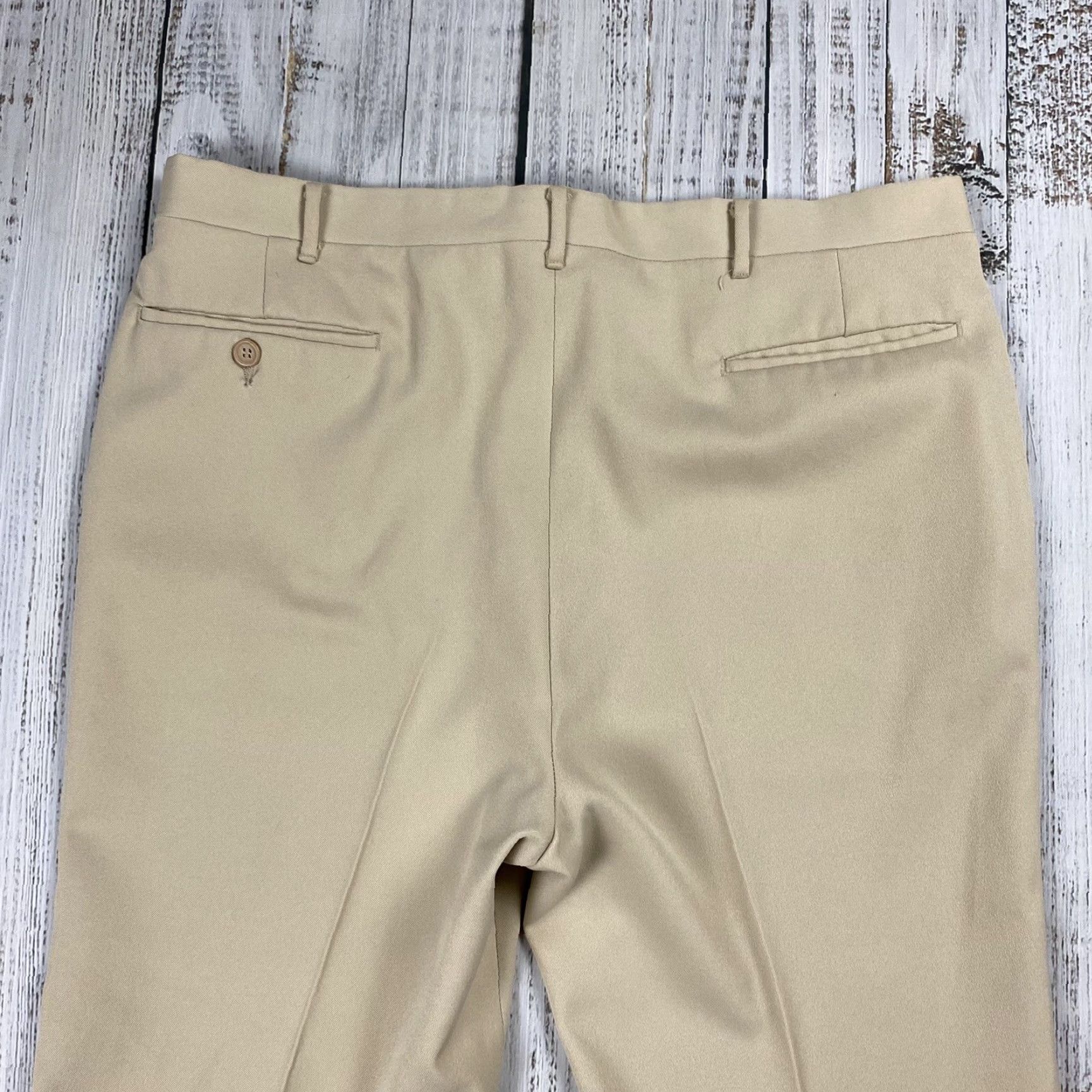 Lee VTG 70S LEE WESTERN WINDSOR PANTS POLYESTER KNIT TAN MENS 38X29 STRAIGHT LEG CHINO ZIP BACK POCKETS MOD DISCO 70s Size US 38 / EU 54 - 8 Thumbnail