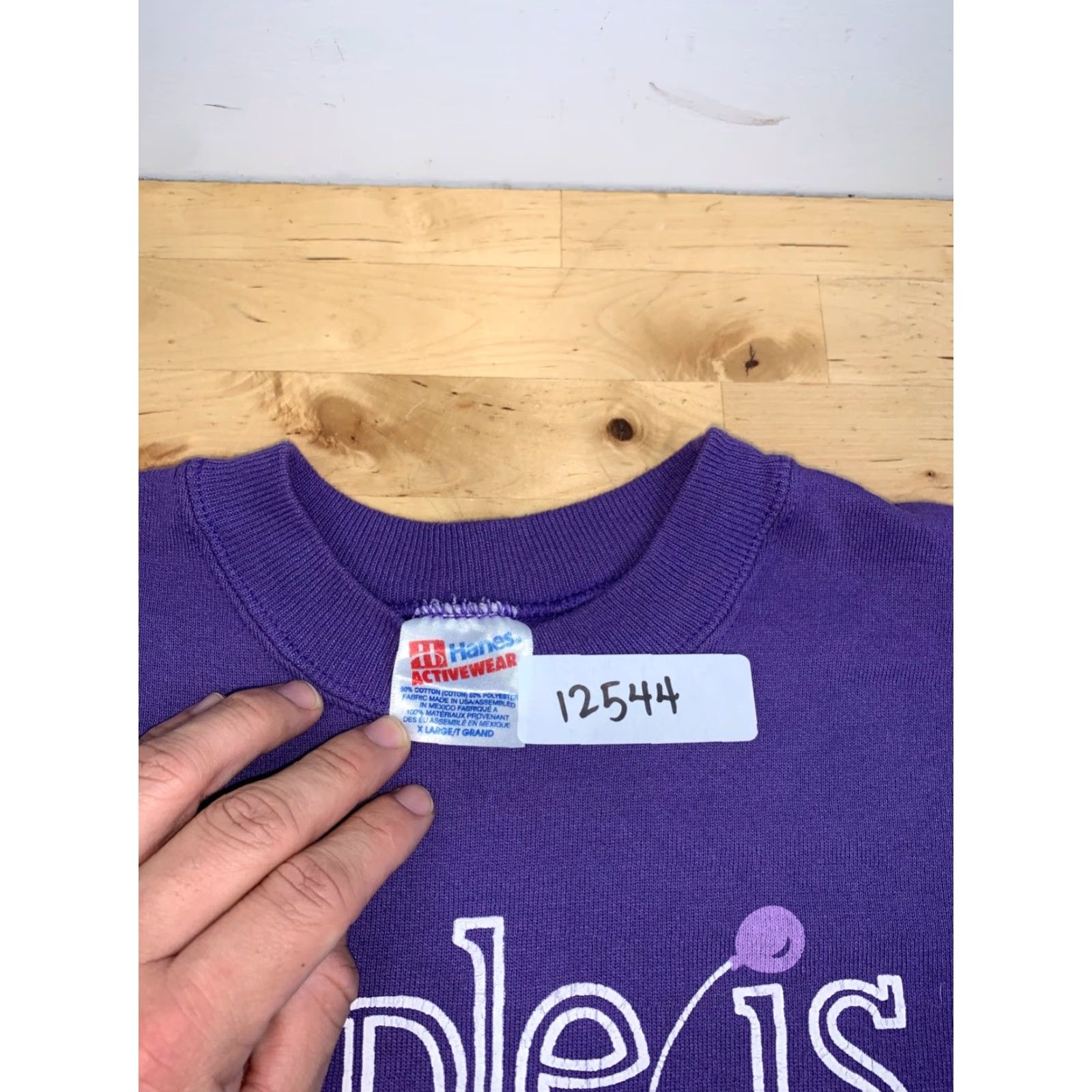 Hanes VINTAGE Hanes Cat Sweatshirt Womens XL Purple 90s Pullover Cropped 12544 Size XL / US 12-14 / IT 48-50 - 2 Thumbnail
