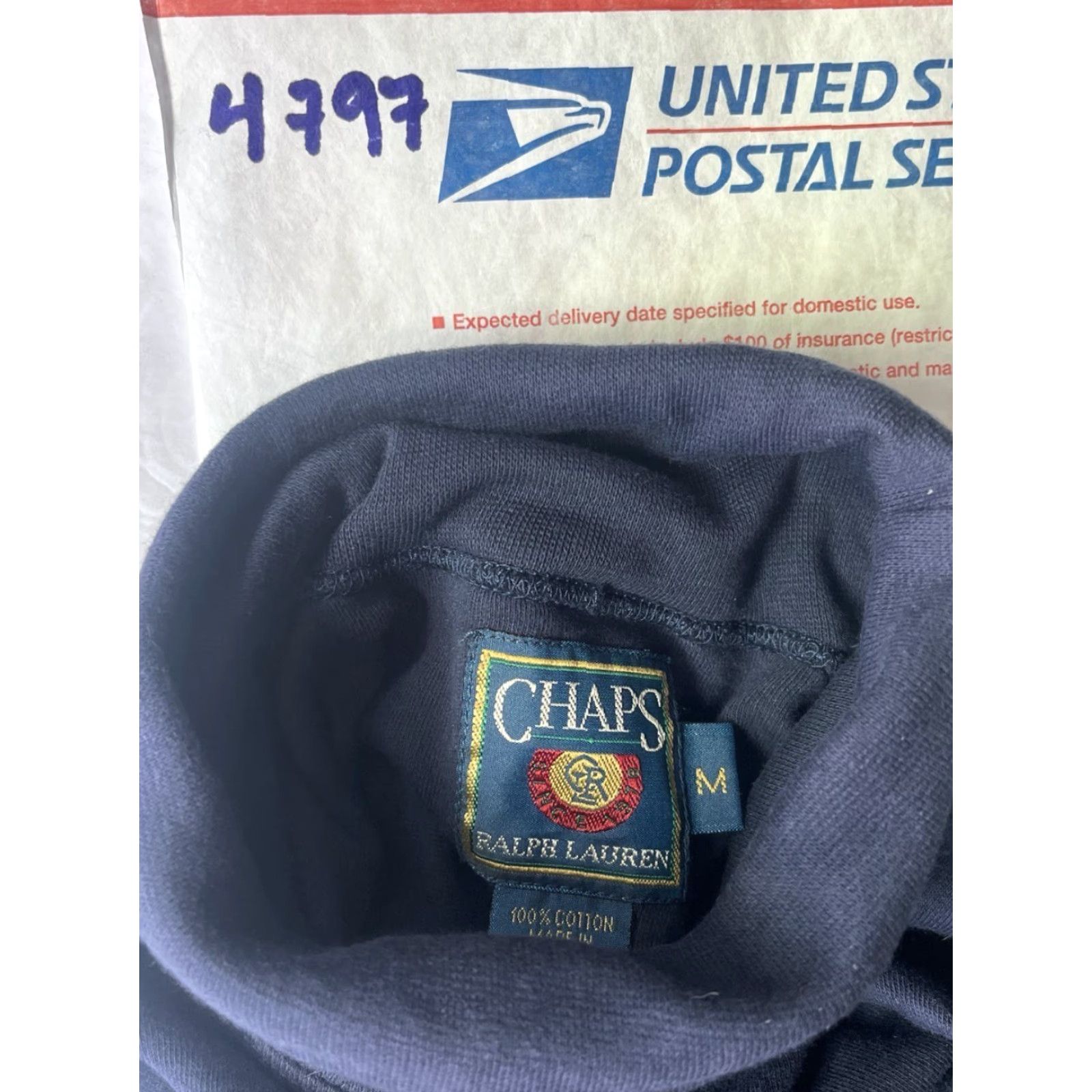Chaps VINTAGE Chaps Ralph Lauren Turtleneck Shirt Longsleeve Crest Logo M Blue 1990s Mens Shirt Size US M / EU 48-50 / 2 - 8 Thumbnail