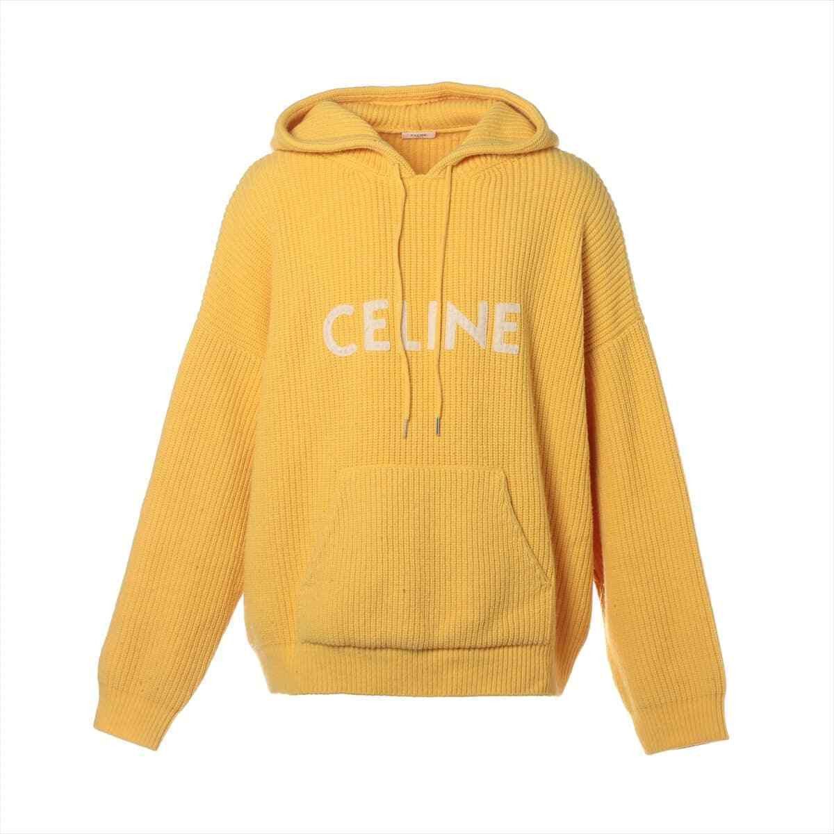 Celine Celine Logo-Appliquéd Ribbed Wool Hoodie | Grailed