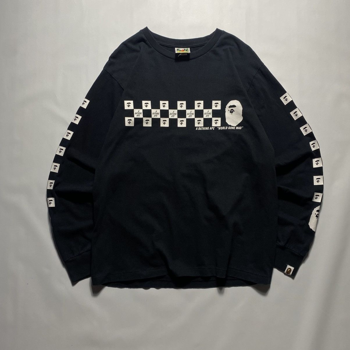 Bape Bape Checker Long Sleeves Tee A Bathing Ape World Gone Mad Size US L / EU 52-54 / 3 - 2 Thumbnail
