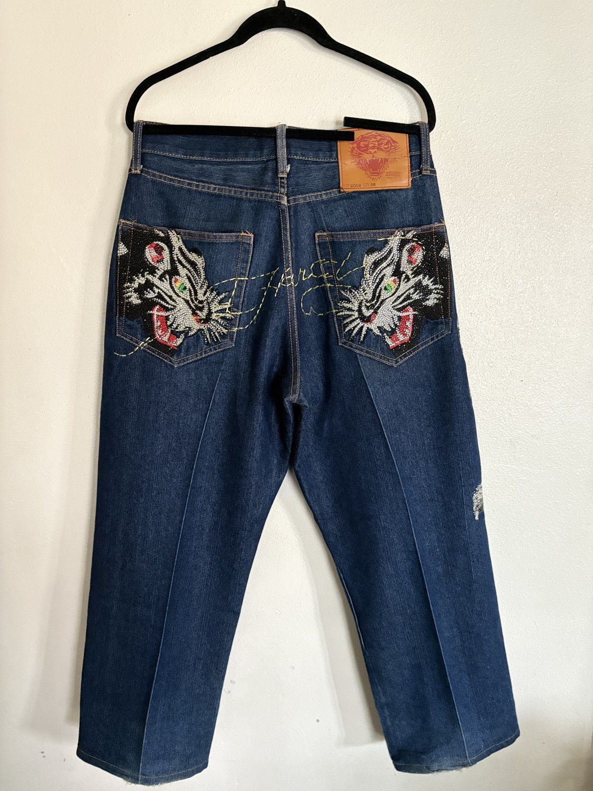 Ed Hardy Ed hardy rhinestone denim pants(2008) Size US 36 / EU 52 - 2 Thumbnail