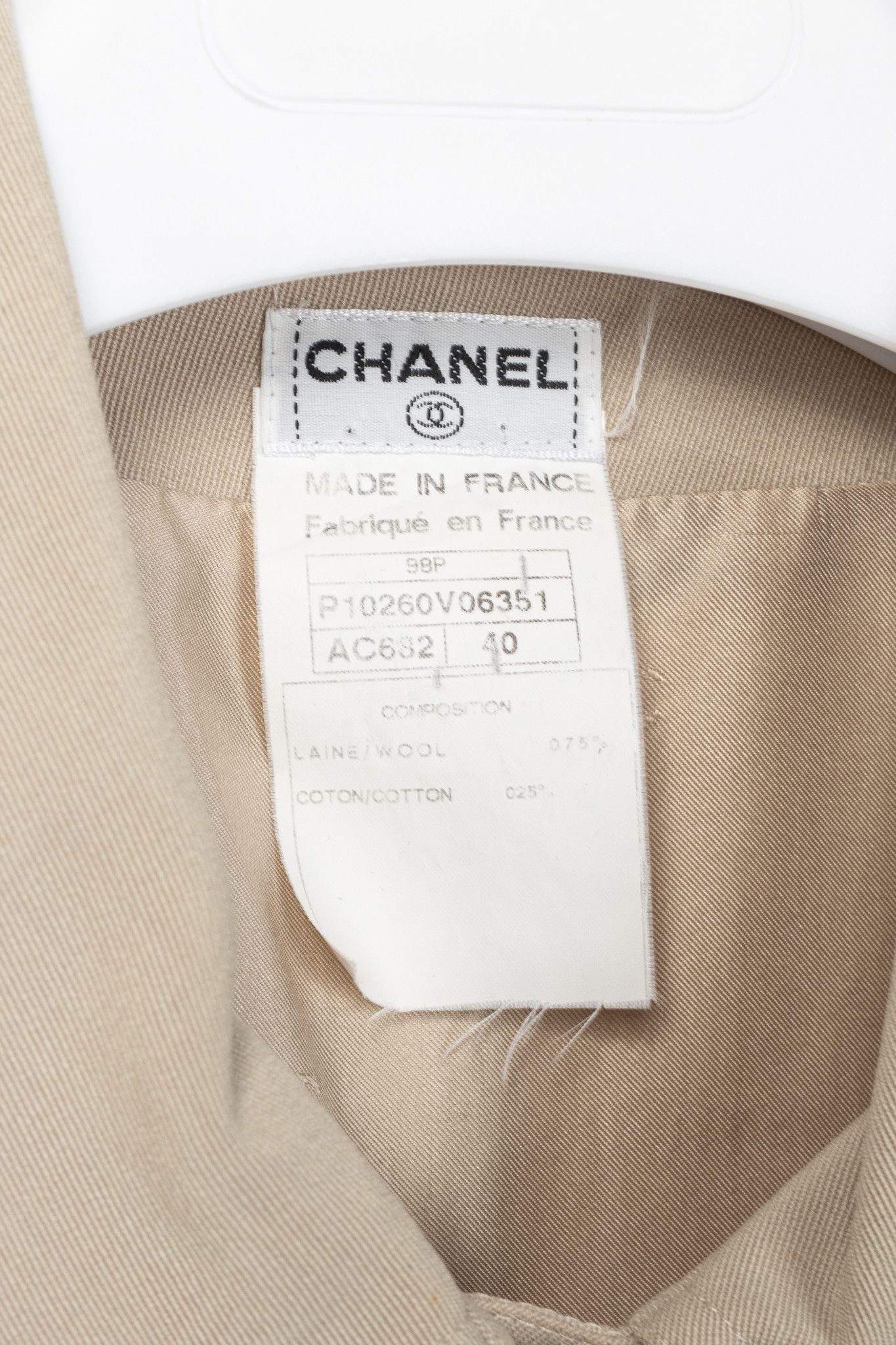 Chanel Chanel 98P Beige Wool & Cotton-Blend Twill Mac Coat Size M / US 6-8 / IT 42-44 - 4 Thumbnail