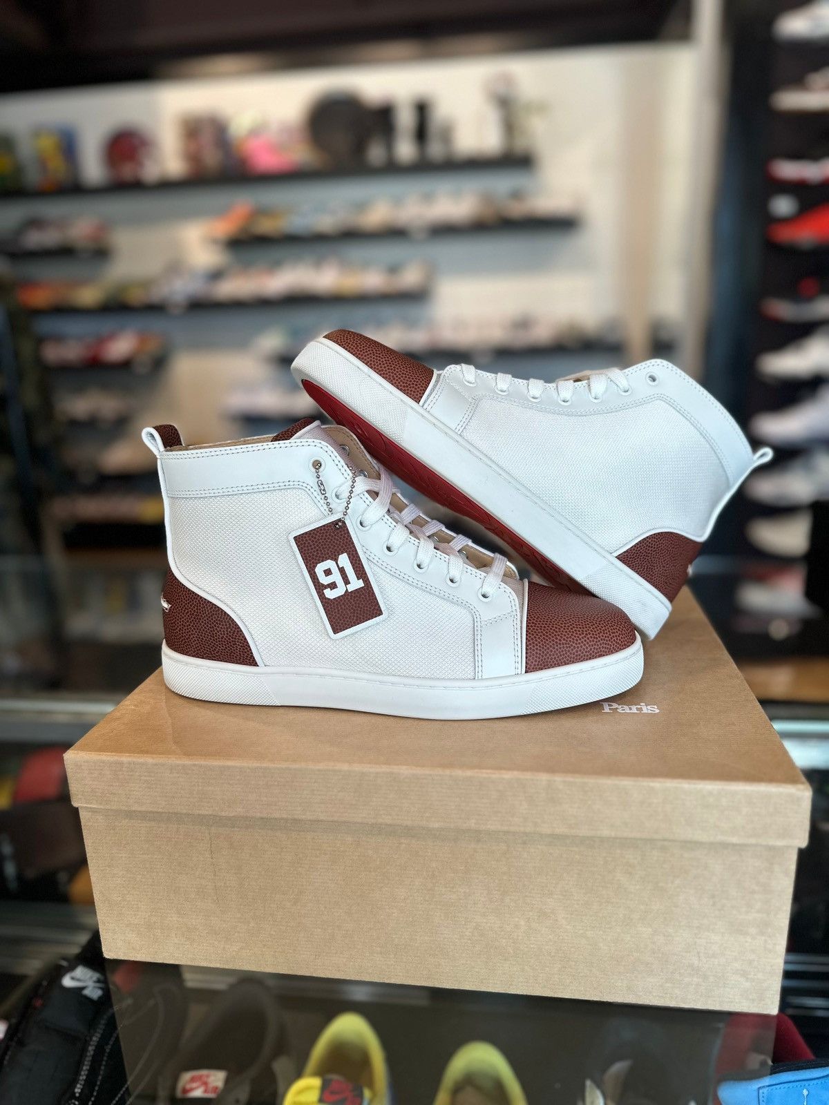 Christian Louboutin Louboutin White/Brown High Top Clean OG Size 43 Size US 10 / EU 43 - 1 Thumbnail