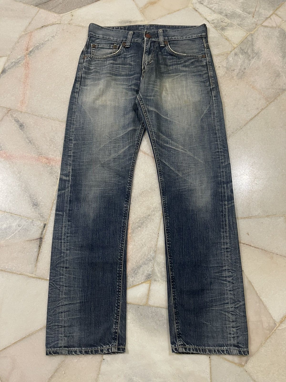 Vintage Vintage Edwin 503 Whisker Washed Jeans Denim Size US 33 - 2 Thumbnail