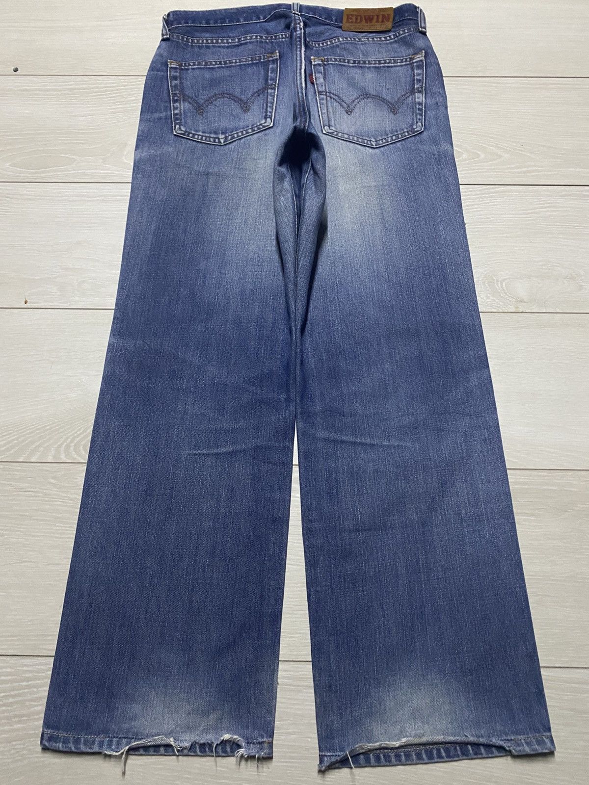 Edwin Vintage Edwin 503zz Faded Wash Distressed Loose Jeans Size US 30 / EU 46 - 2 Thumbnail