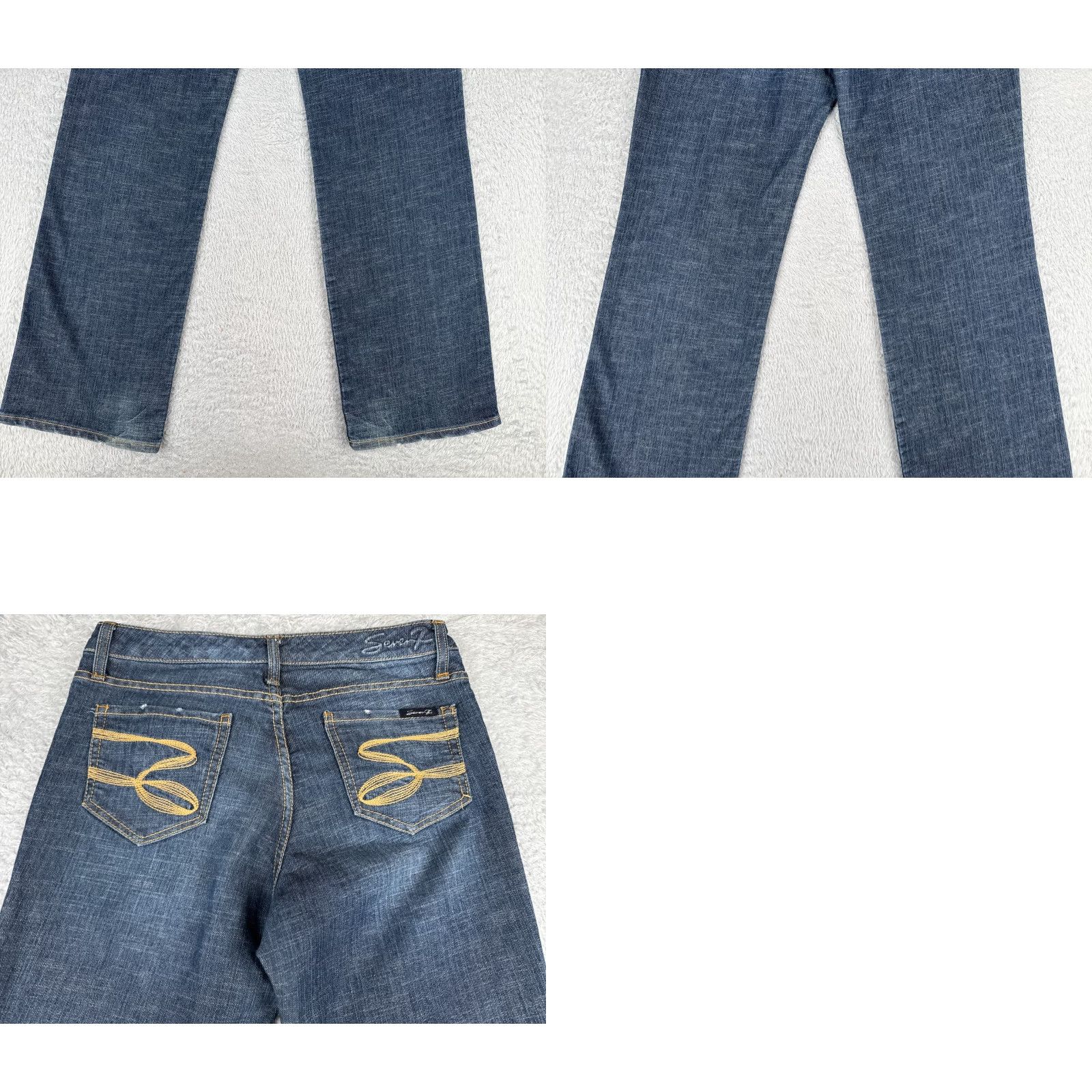 Vintage Seven7 Jeans Adult 30 Blue Mid Rise Flared Denim Cotton Blend 30x32 5-Pocket Distressed Logo Embroidered American Designer Women Size 30" / US 8 / IT 44 - 10 Thumbnail