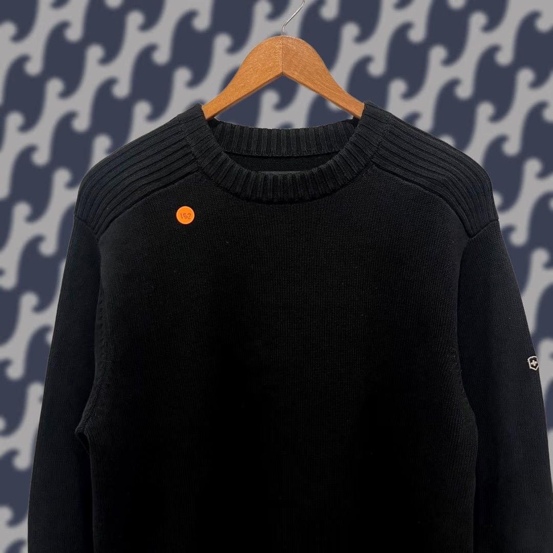 Victorinox Victorinox Swiss Army Mens Black Cotton Blend Ribbed Shoulder Sweater Size M Size US M / EU 48-50 / 2 - 1 Thumbnail