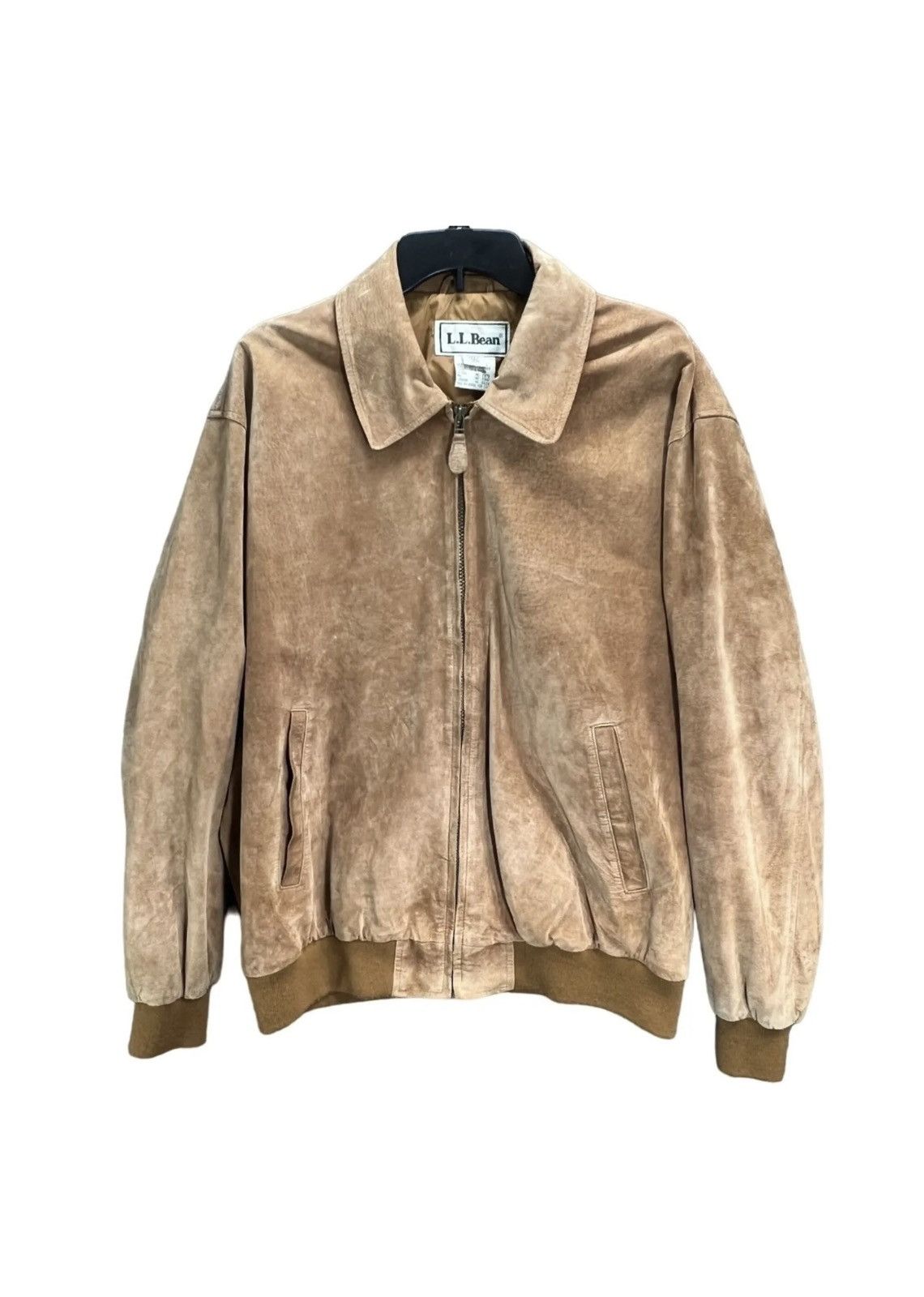 image of American Classics x L L Bean Ll Bean Vintage Mens Suede Leather Bomber Jacket in Tan (Size Large)