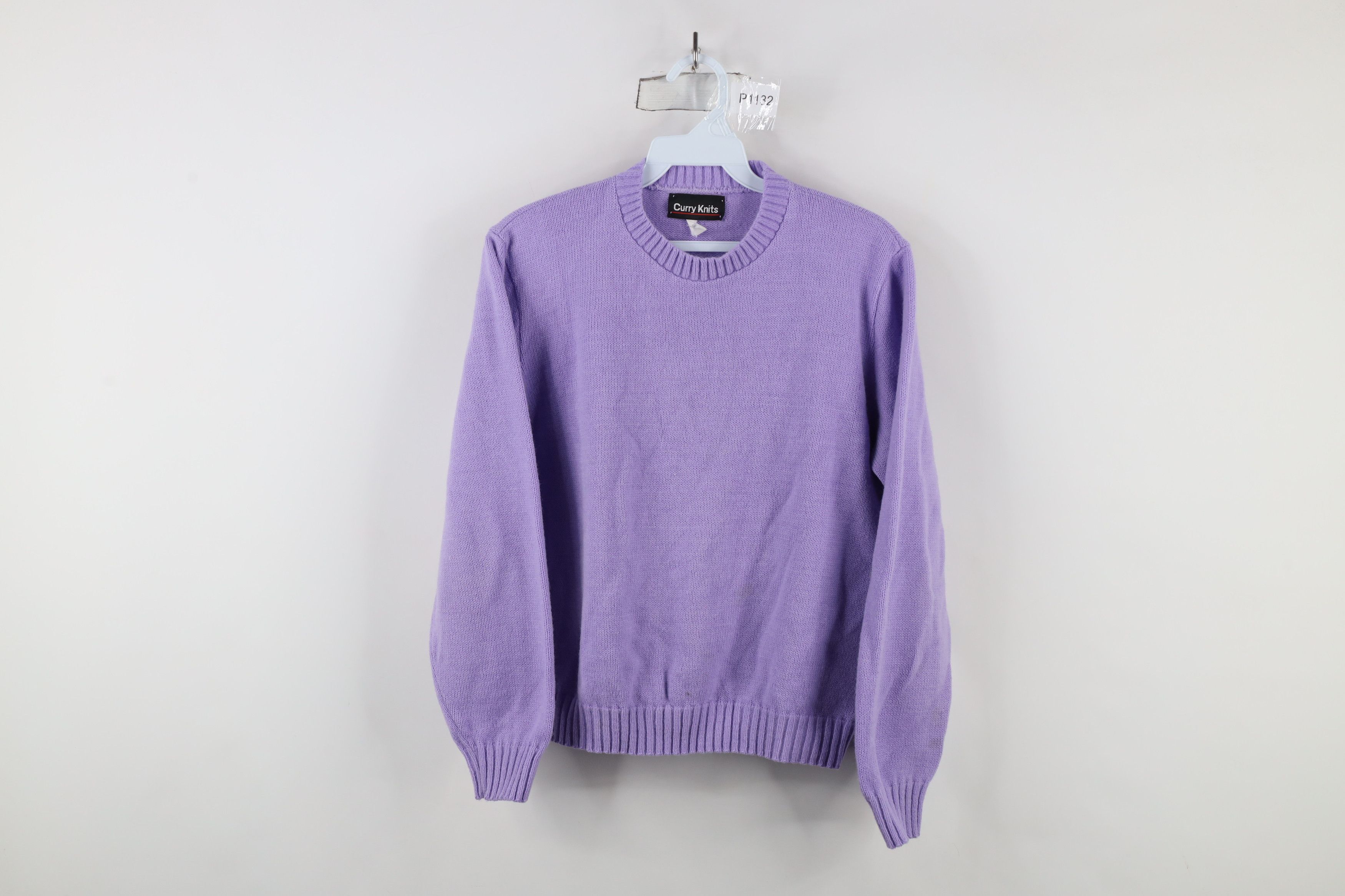 Vintage Vintage 90s Streetwear Distressed Blank Knit Sweater Purple Size M / US 6-8 / IT 42-44 - 1 Thumbnail