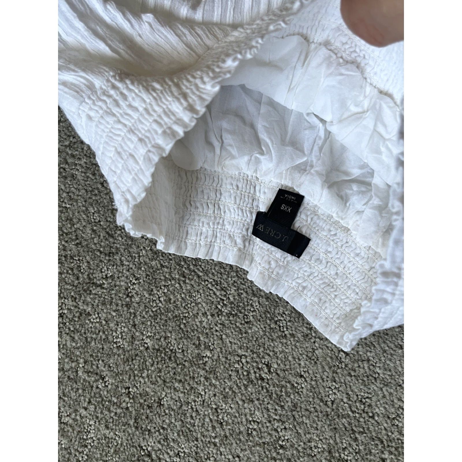 J.Crew VINTAGE J.CREW Cotton Skirt Women Short Mini Elastic Waist Embroidered Tassel Hem White 2XS Womens Size 24" / US 00 / IT 34 - 3 Thumbnail