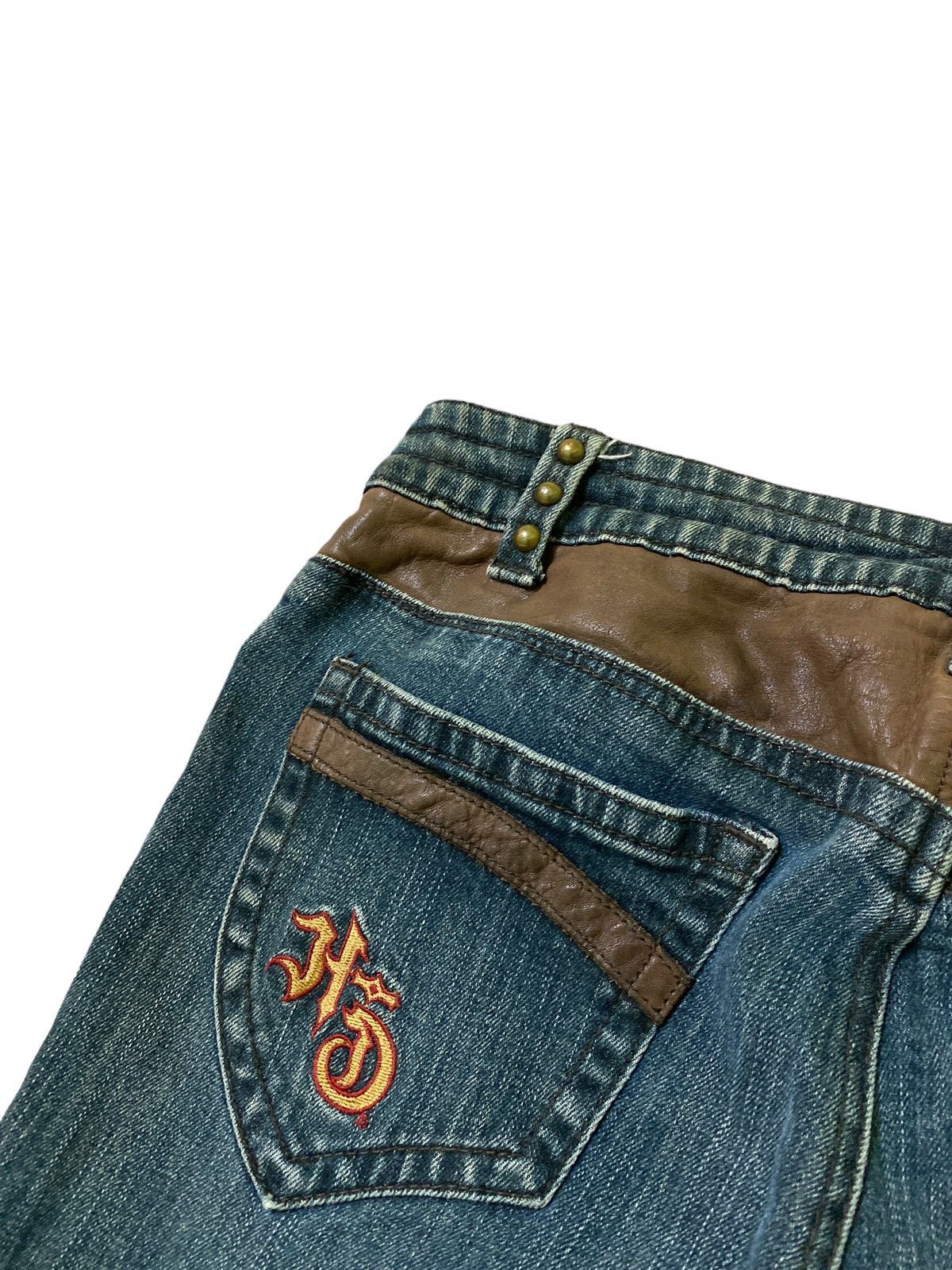 Harley Davidson Flared HARLEY DAVIDSON Leather Boot Cut Denim Jeans Size US 29 - 19 Thumbnail