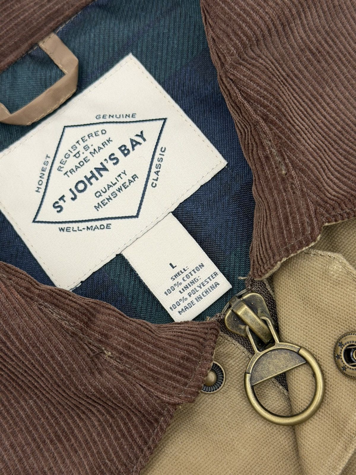St. Johns Bay St. John's Bay Barn Jacket Corduroy Collar Full Zip Snap Wax Size US L / EU 52-54 / 3 - 5 Thumbnail