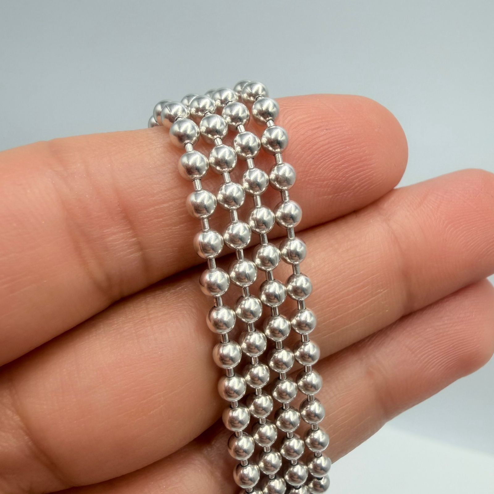 Sterling Silver Vintage 925 Sterling Silver Bead Chain Necklace Size ONE SIZE - 2 Thumbnail