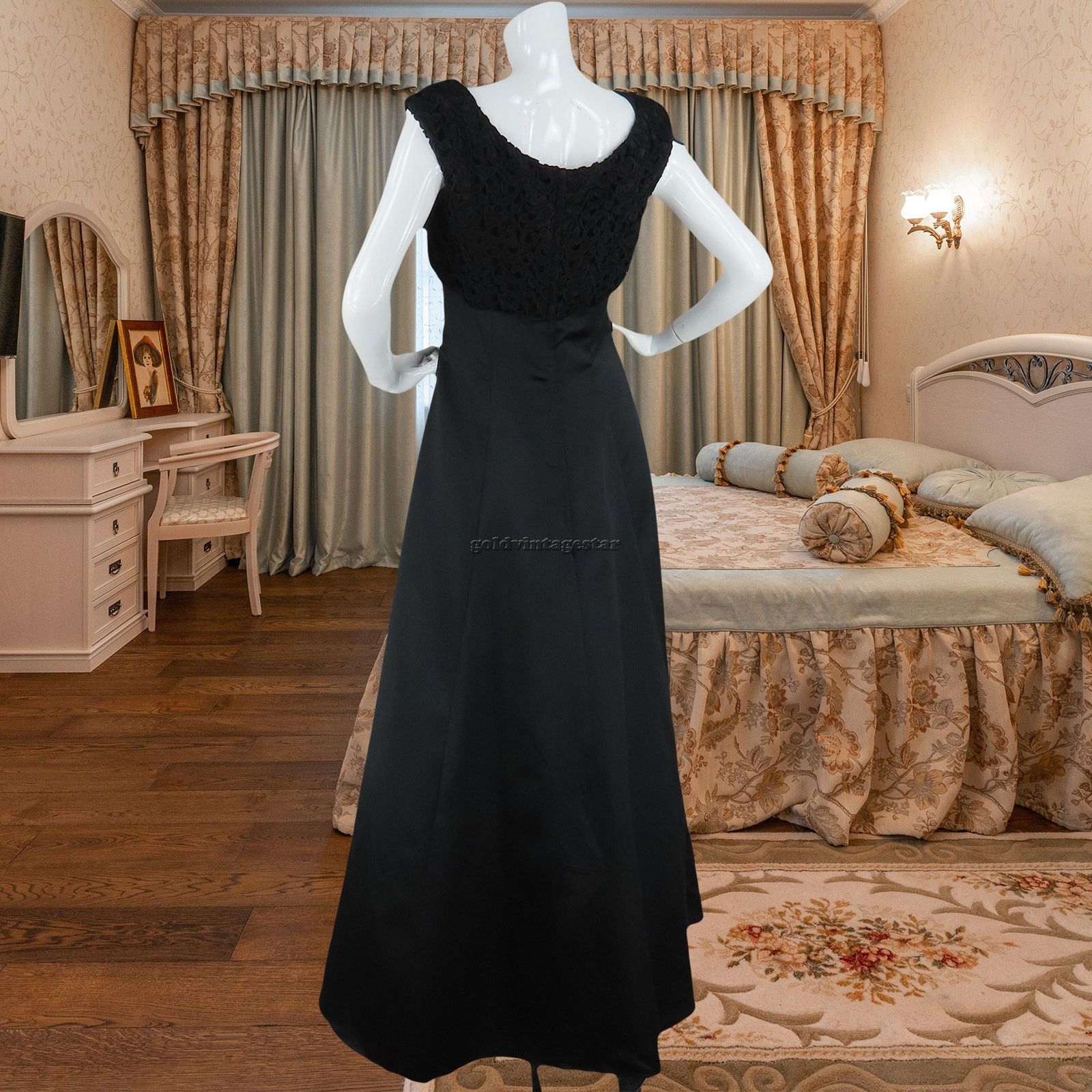 Other Elegant Vintage Black Embroidered Evening Gown Maxi Dress M Size M / US 6-8 / IT 42-44 - 5 Thumbnail