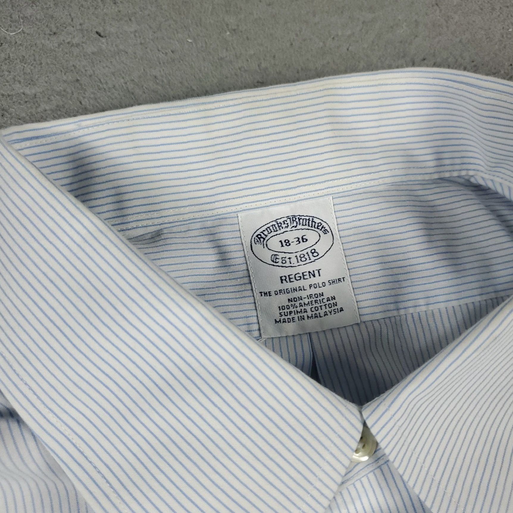 Brooks Brothers Brooks Brothers Dress Shirt Mens 18 Blue Striped Long Sleeve Button Up Size 48R - 4 Thumbnail