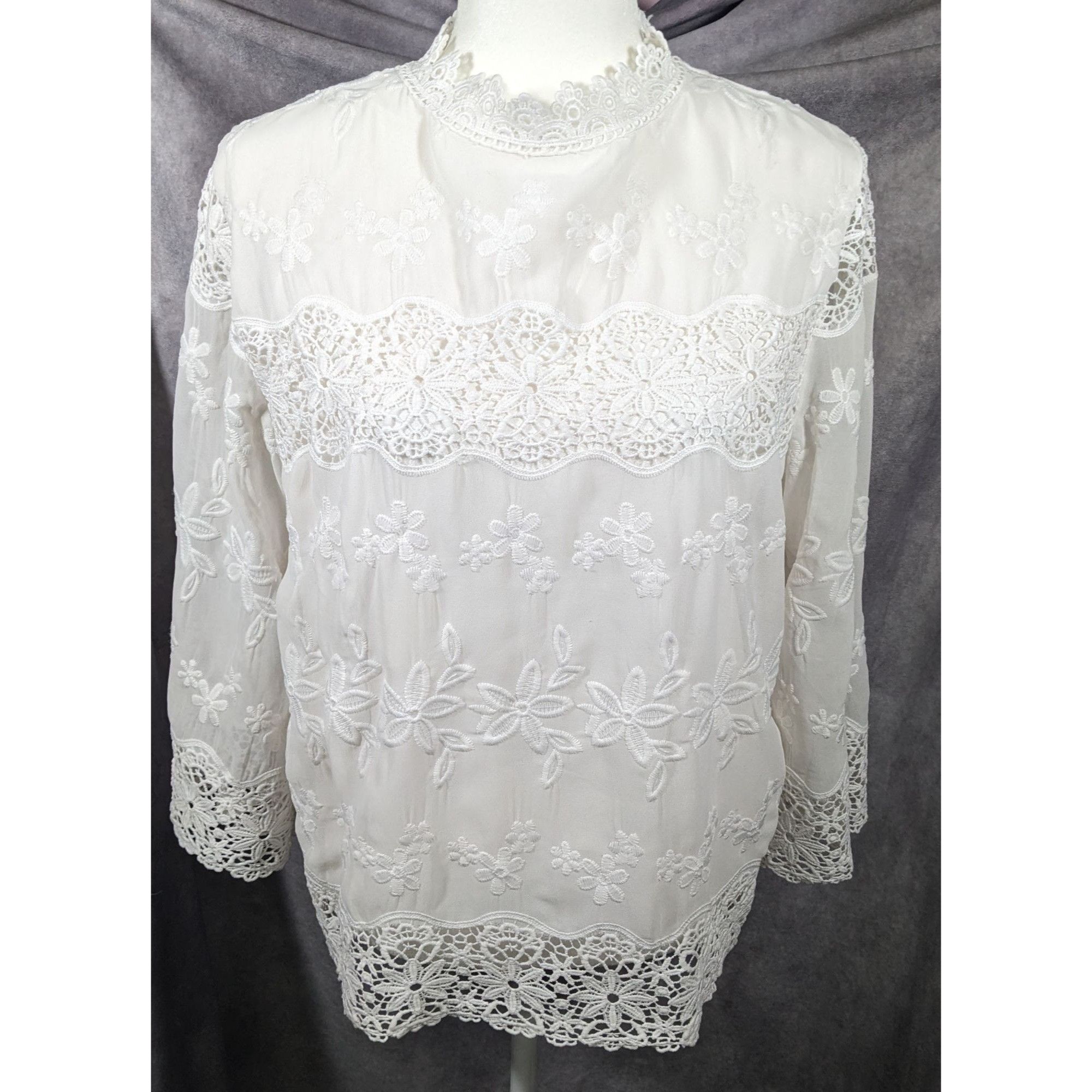 Other Lollipop White Floral Embroidered Vintage Style Top Size Med Size M / US 6-8 / IT 42-44 - 7 Thumbnail