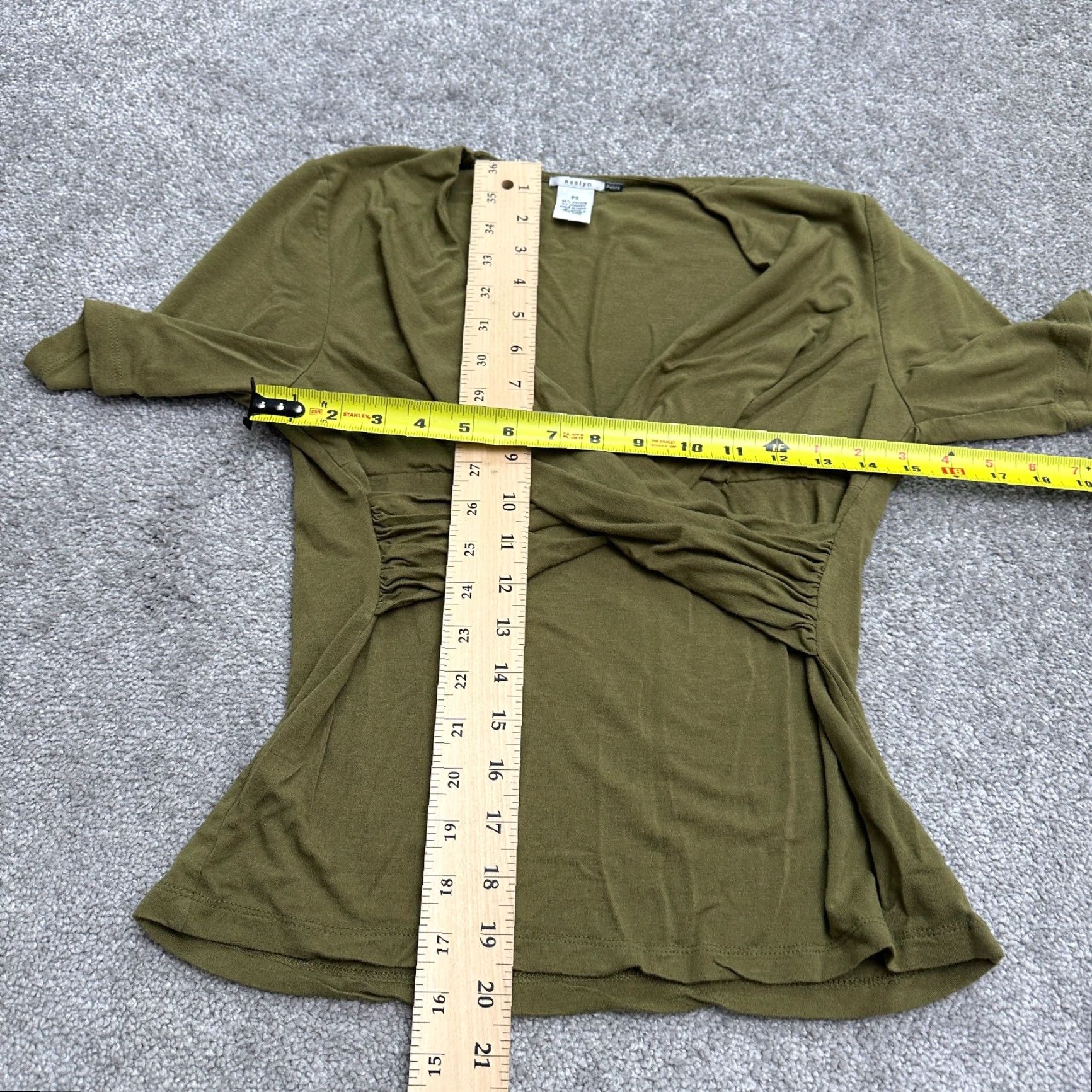 Eleventy Eleven Petite Wrap Top Blouse Womens PS Green V-Neck Short Sleeve Casual Stretch Size S / US 4 / IT 40 - 5 Thumbnail
