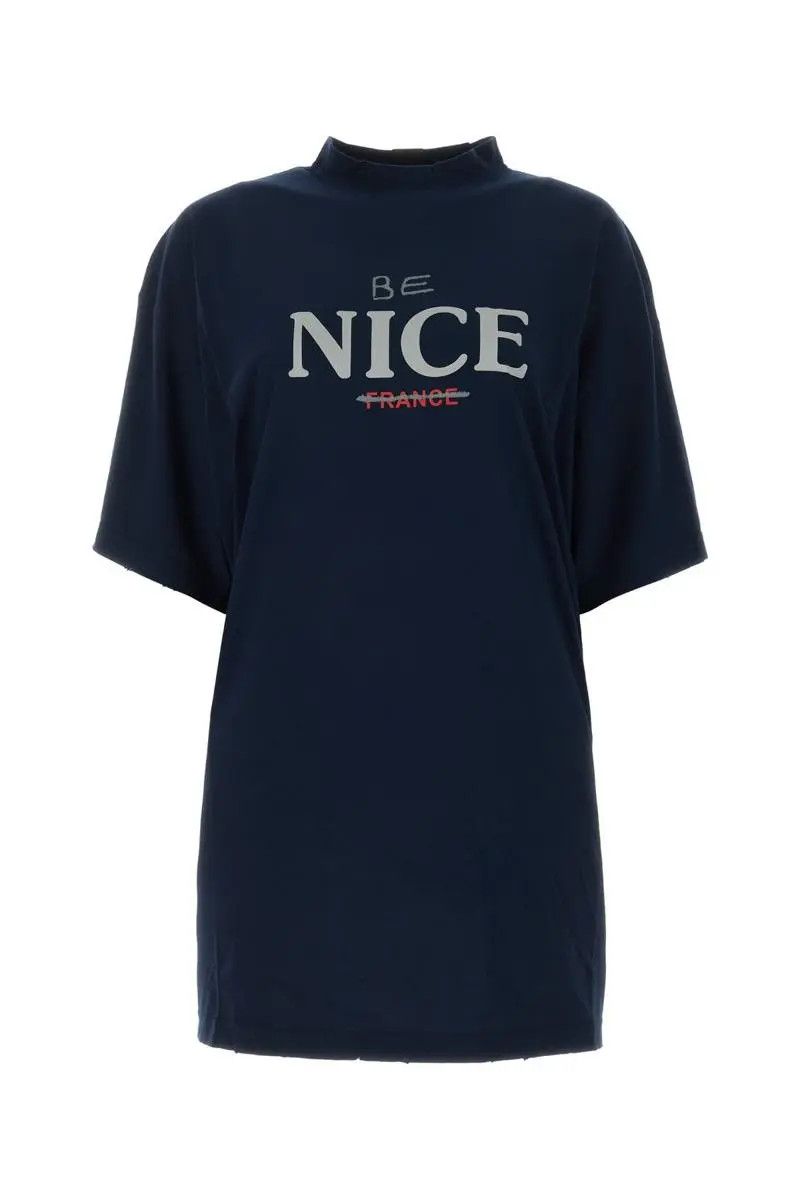 Balenciaga o1mt1gz0125 Be Nice Oversized T-Shirt in Marine Blue Size US M / EU 48-50 / 2 - 1 Thumbnail