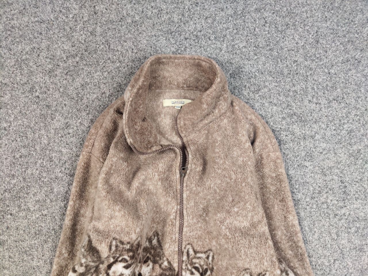 Japanese Brand Vintage 90's Fleece Zip Jacket Supreme Art Brown Wolf Hype Size US M / EU 48-50 / 2 - 8 Thumbnail