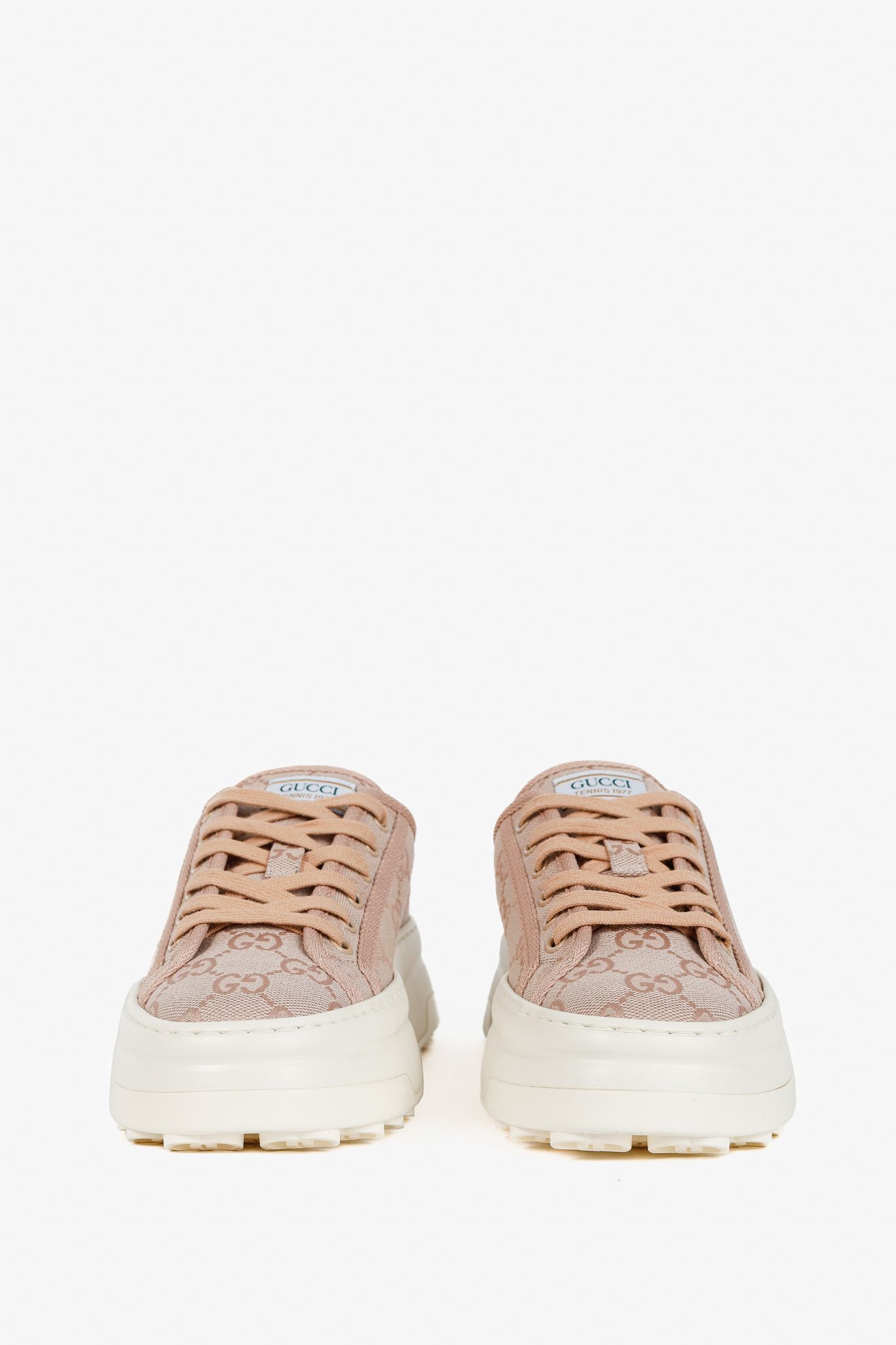 Gucci Gucci Pink New Canvas GG Monogram Platform Sneakers Size US 7 / IT 37 - 2 Thumbnail
