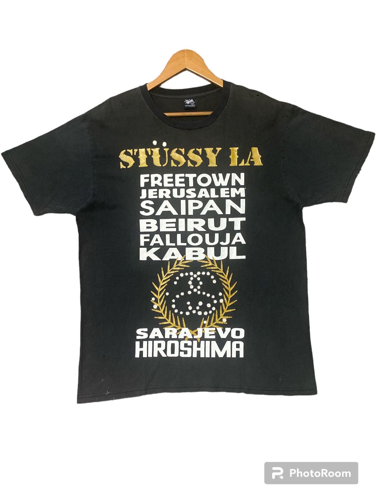 image of stussy X Rogue Status Shirt Tee in Black, Men's (Size XL)