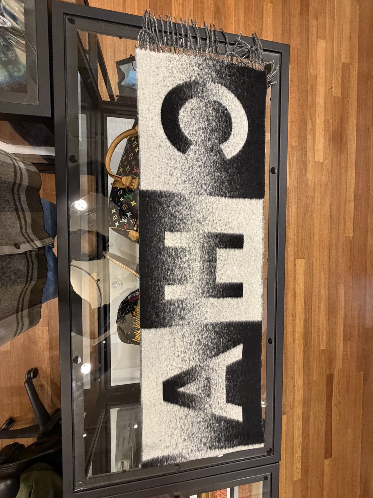Chanel Chanel 100% Cashmere Spell Out Scarf - Black/White Size ONE SIZE - 3 Thumbnail