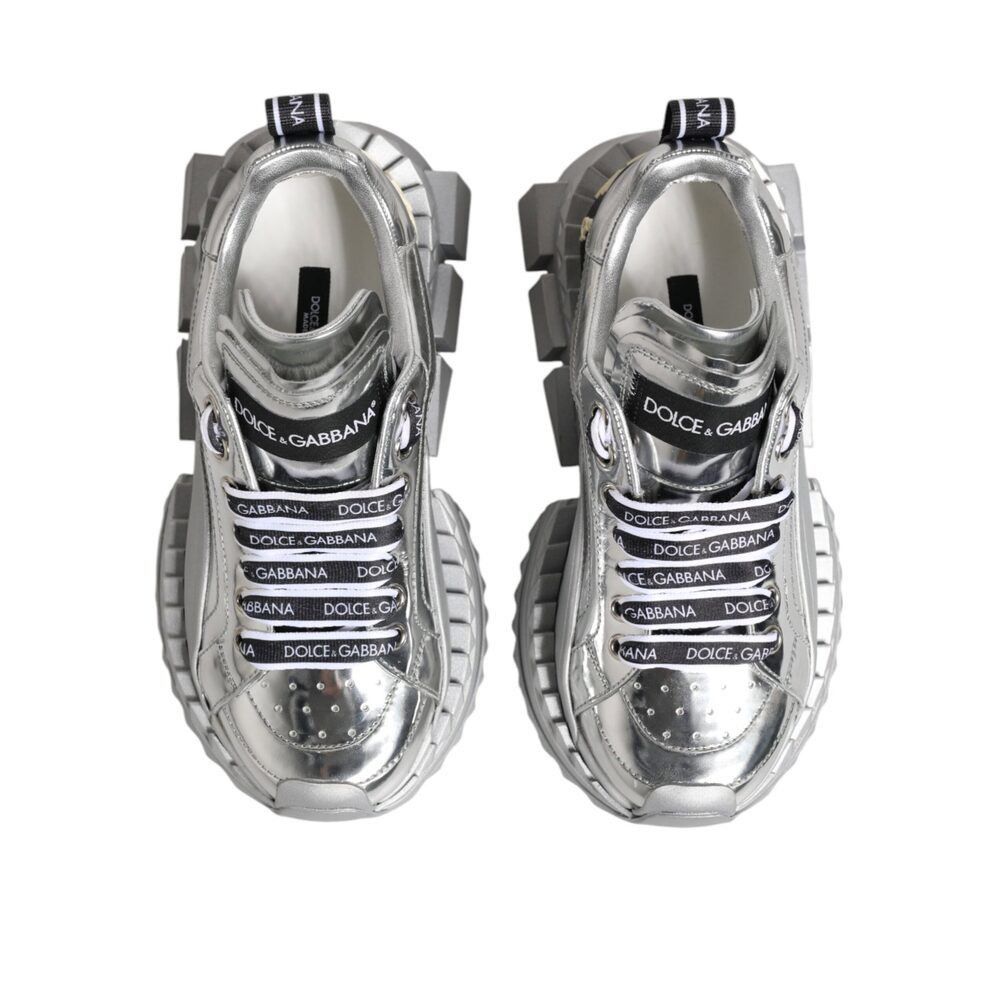 Dolce & Gabbana Dolce & Gabbana Silver Leather Super Queen Sneakers Shoes Size US 5 / IT 35 - 3 Thumbnail