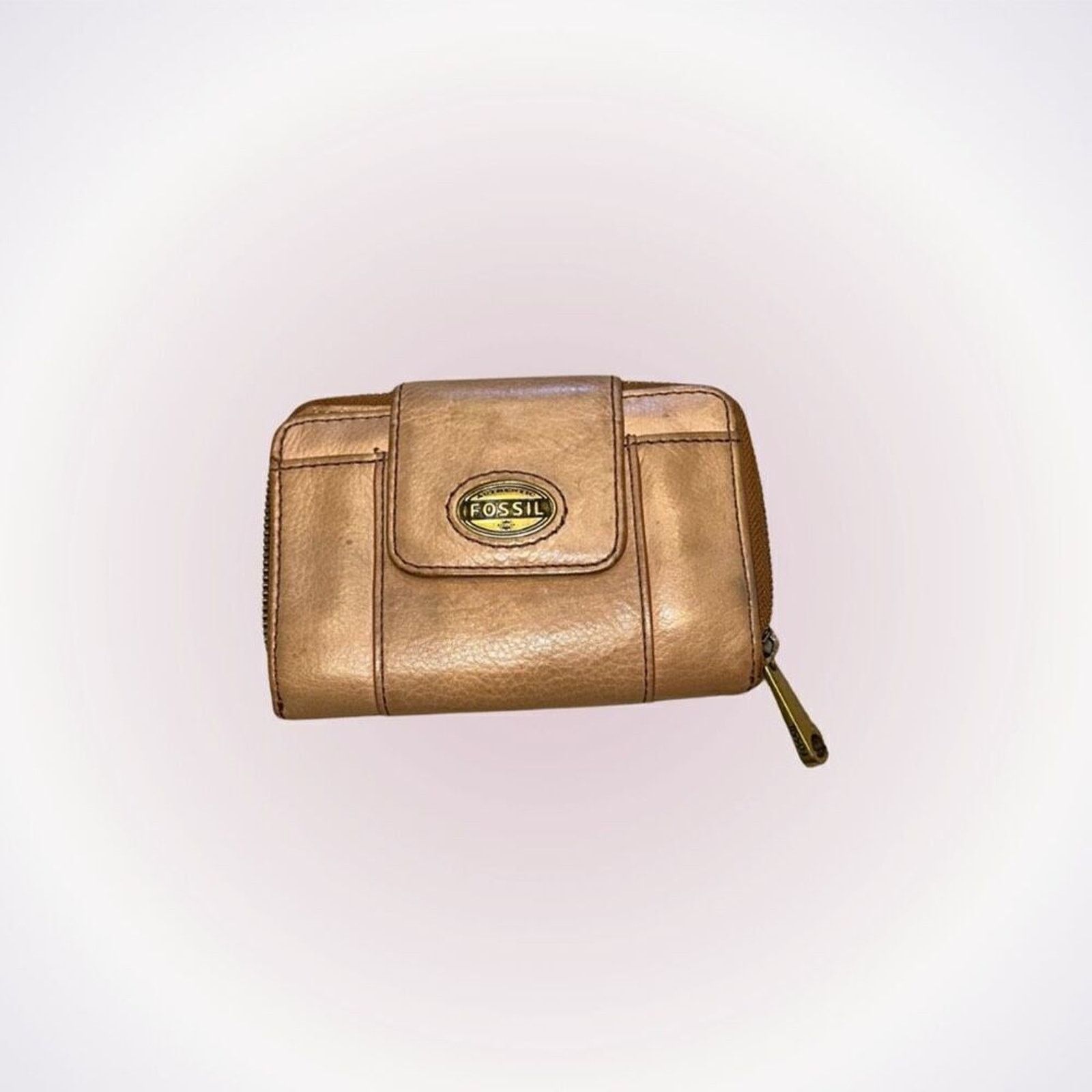 Fossil Fossil Bronze Leather Zip Wallet | Sz OS Size ONE SIZE - 1 Thumbnail