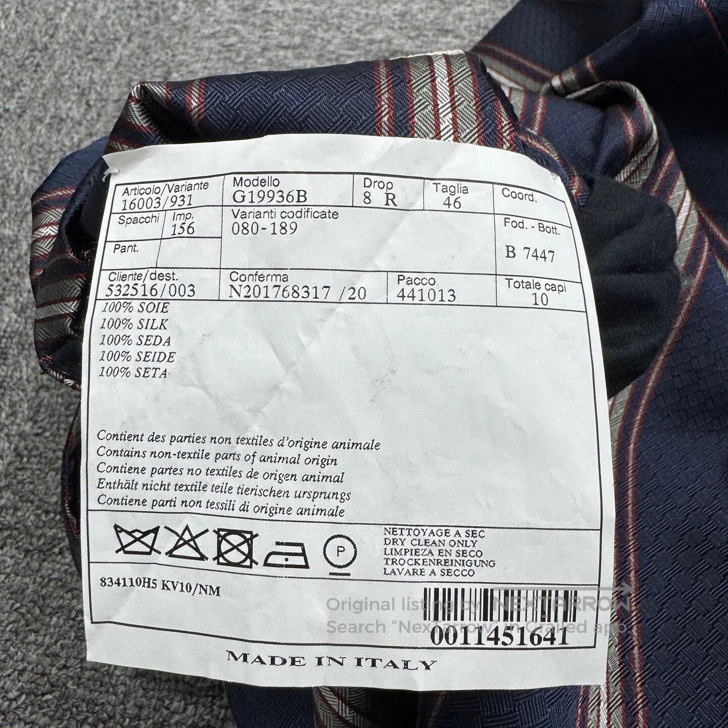 Hermes Hermes Silk from silkworms, worn on both sides of a suit j Size 48R - 6 Thumbnail