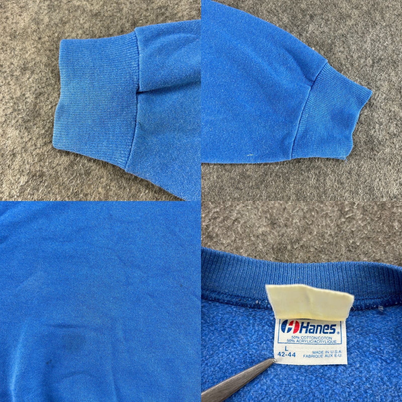Hanes VINTAGE Hanes Sweatshirt Pullover Zipper Blue Cotton 90s Mens Large Pullover Sweatshirt Size US L / EU 52-54 / 3 - 8 Thumbnail