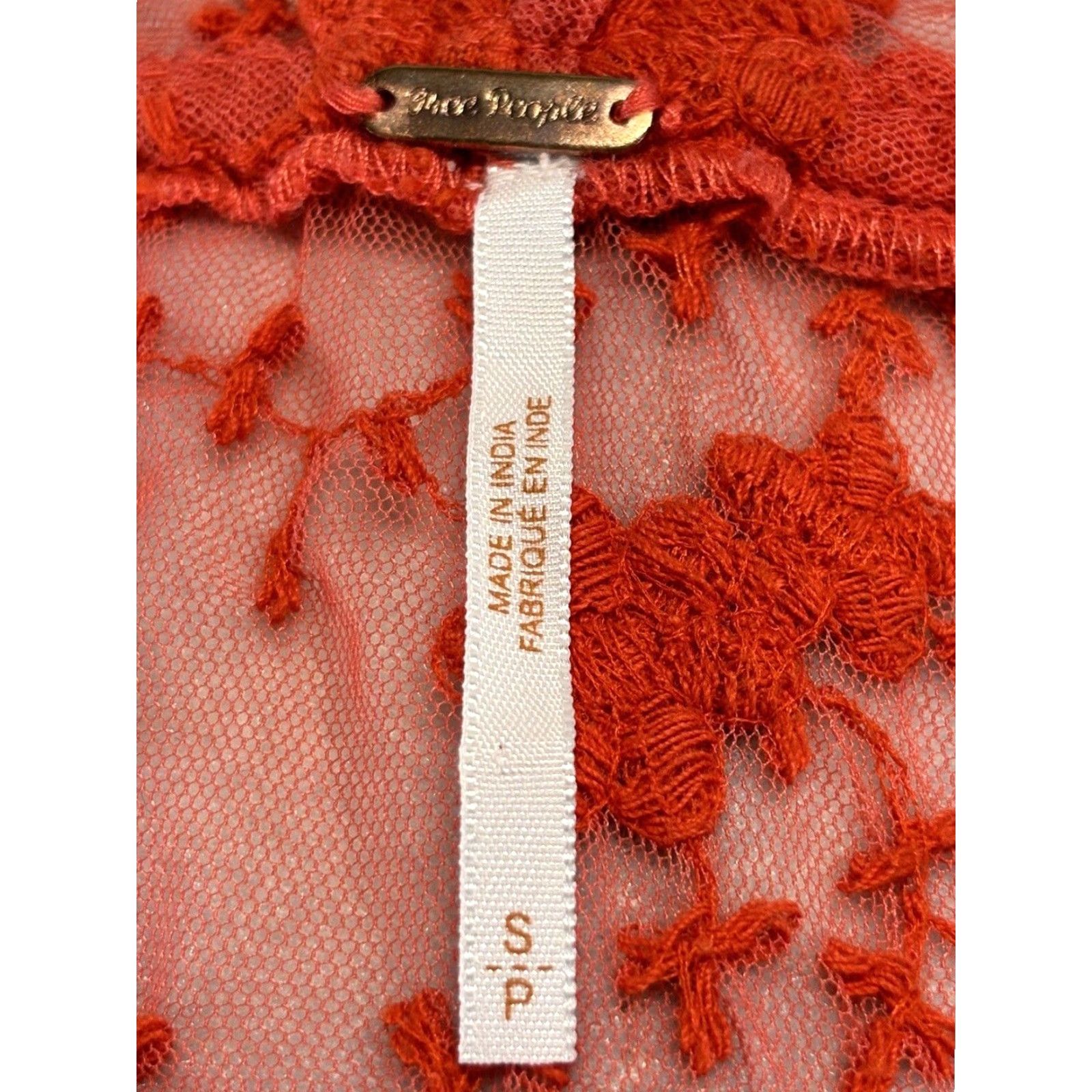 Free People Free People Floral Lace Embroidered Long Sleeve Top Womens Small Red Boho Style Size S / US 4 / IT 40 - 7 Thumbnail