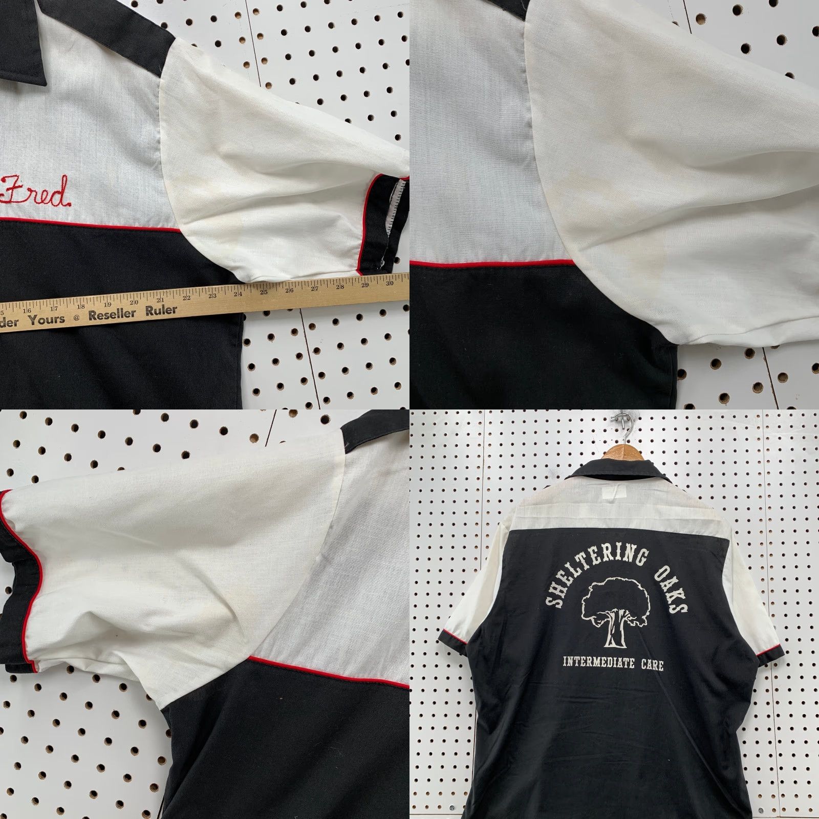 Vintage VINTAGE King Louie Bowling Shirt Men Large Black White Chain Stitch FRED USA Size US L / EU 52-54 / 3 - 9 Thumbnail