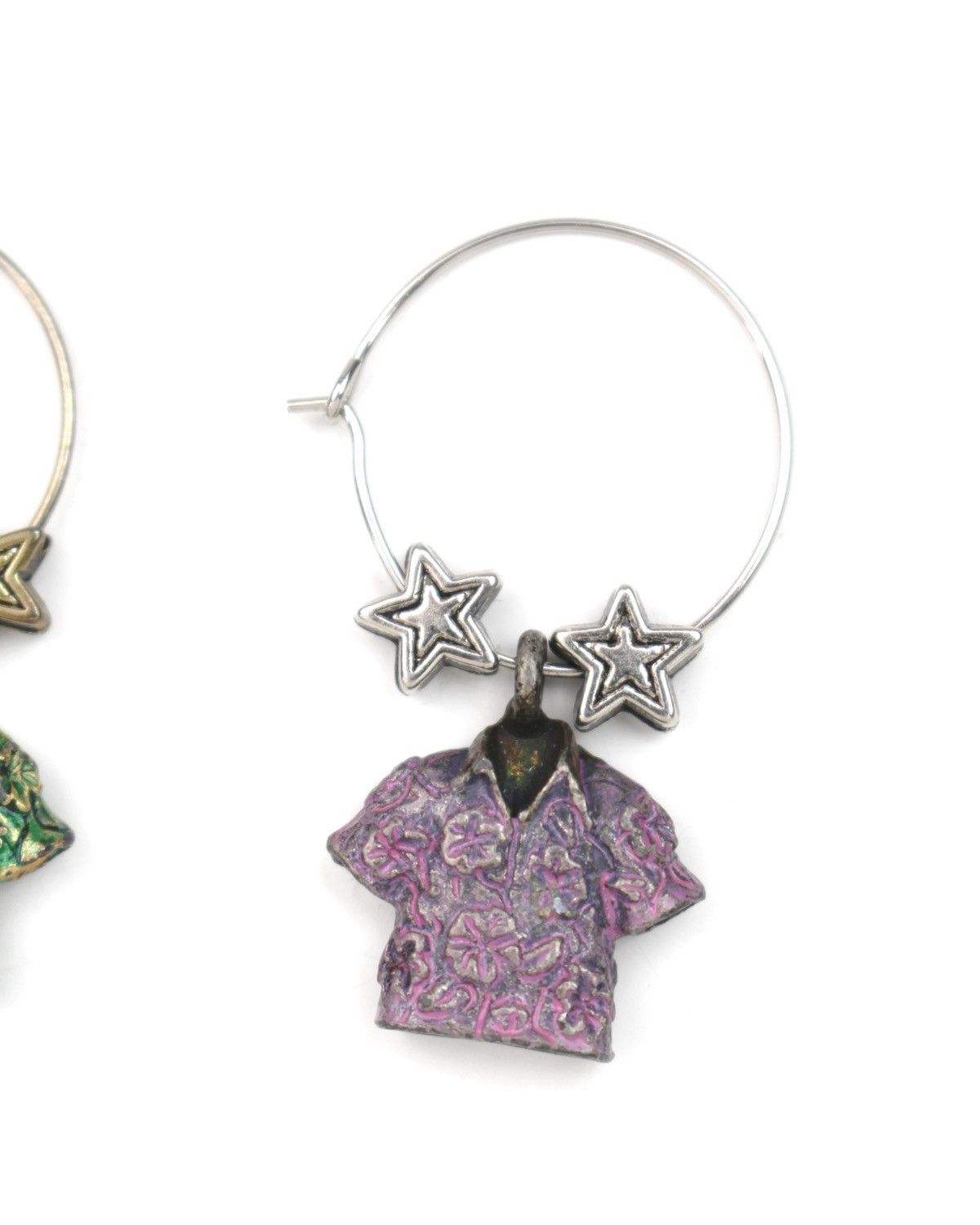 Hysteric Glamour 2000S JAPANESE MADE GREEN & PURPLE ALOHA EARRINGS Size ONE SIZE - 4 Thumbnail