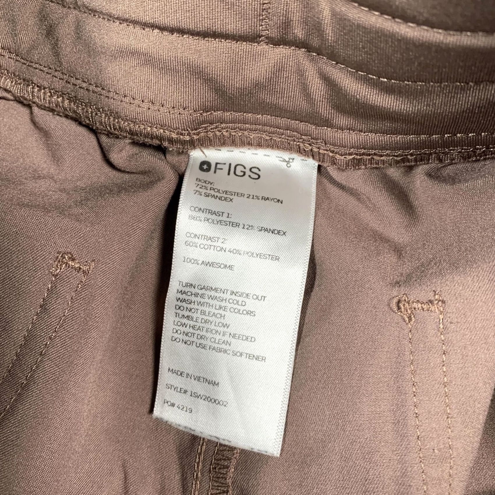 Vintage FIGS Technical Collection Jogger Scrub Pants Womens 3XL Petite Brown Zip Pocket Size 40" / US 18 - 5 Thumbnail