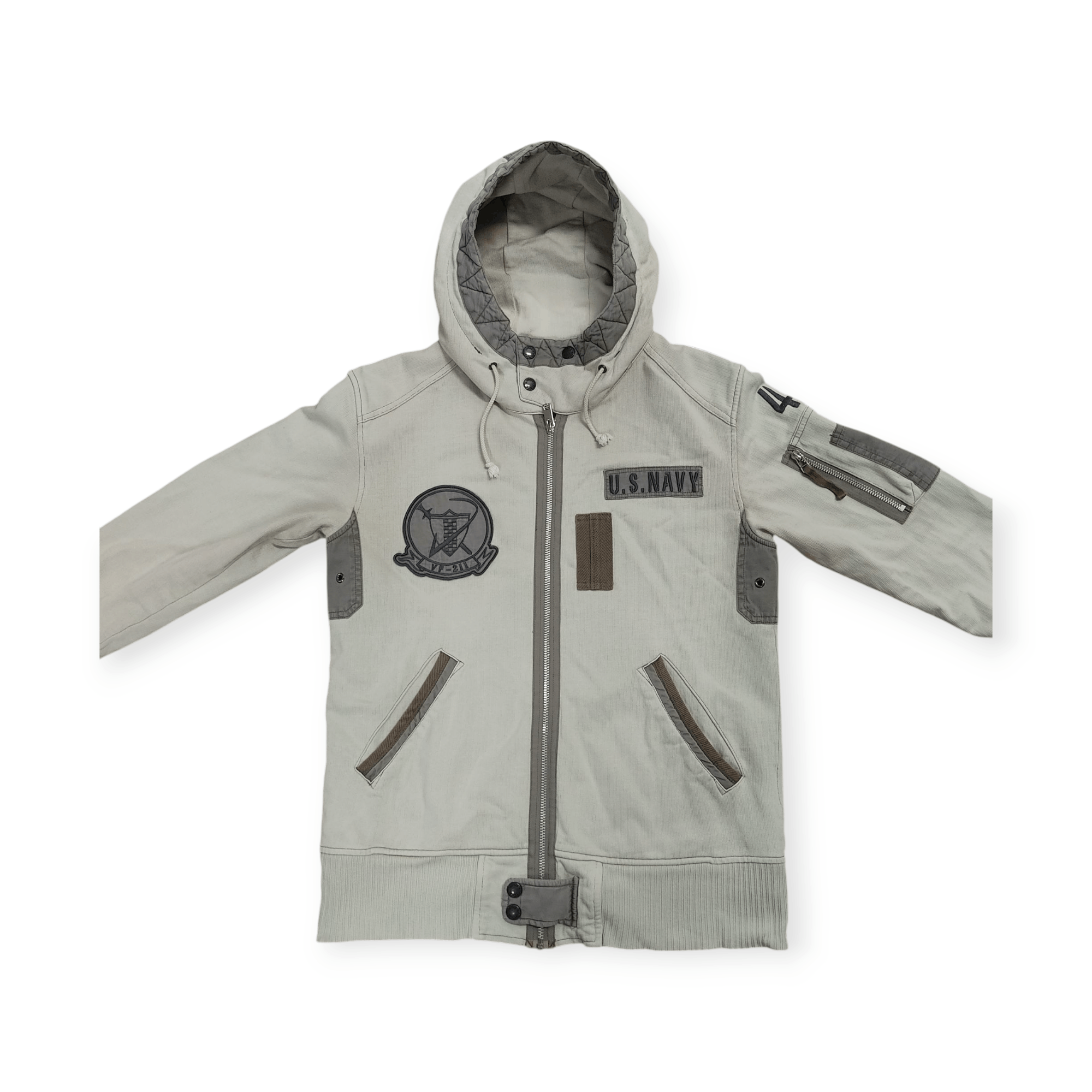 Avirex Avirex Type Military Light Grey Zipper Hooded Jacket Size US M / EU 48-50 / 2 - 8 Thumbnail