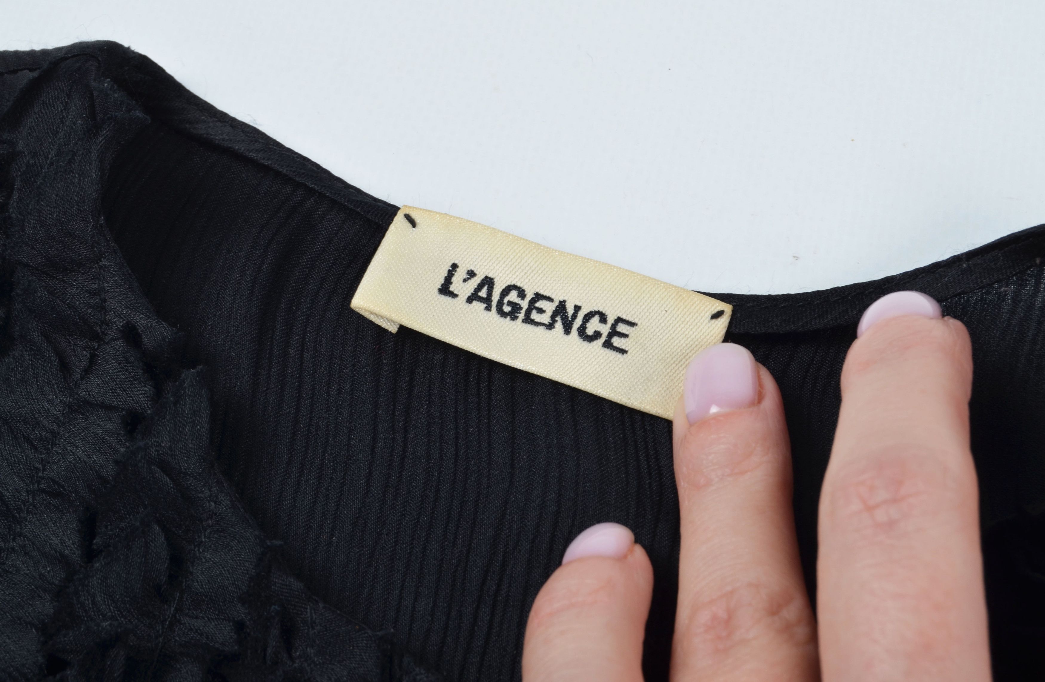 L'AGENCE Lagence Black 100% Silk Ruffle Sleeveless Top Blouse Size S / US 4 / IT 40 - 7 Thumbnail