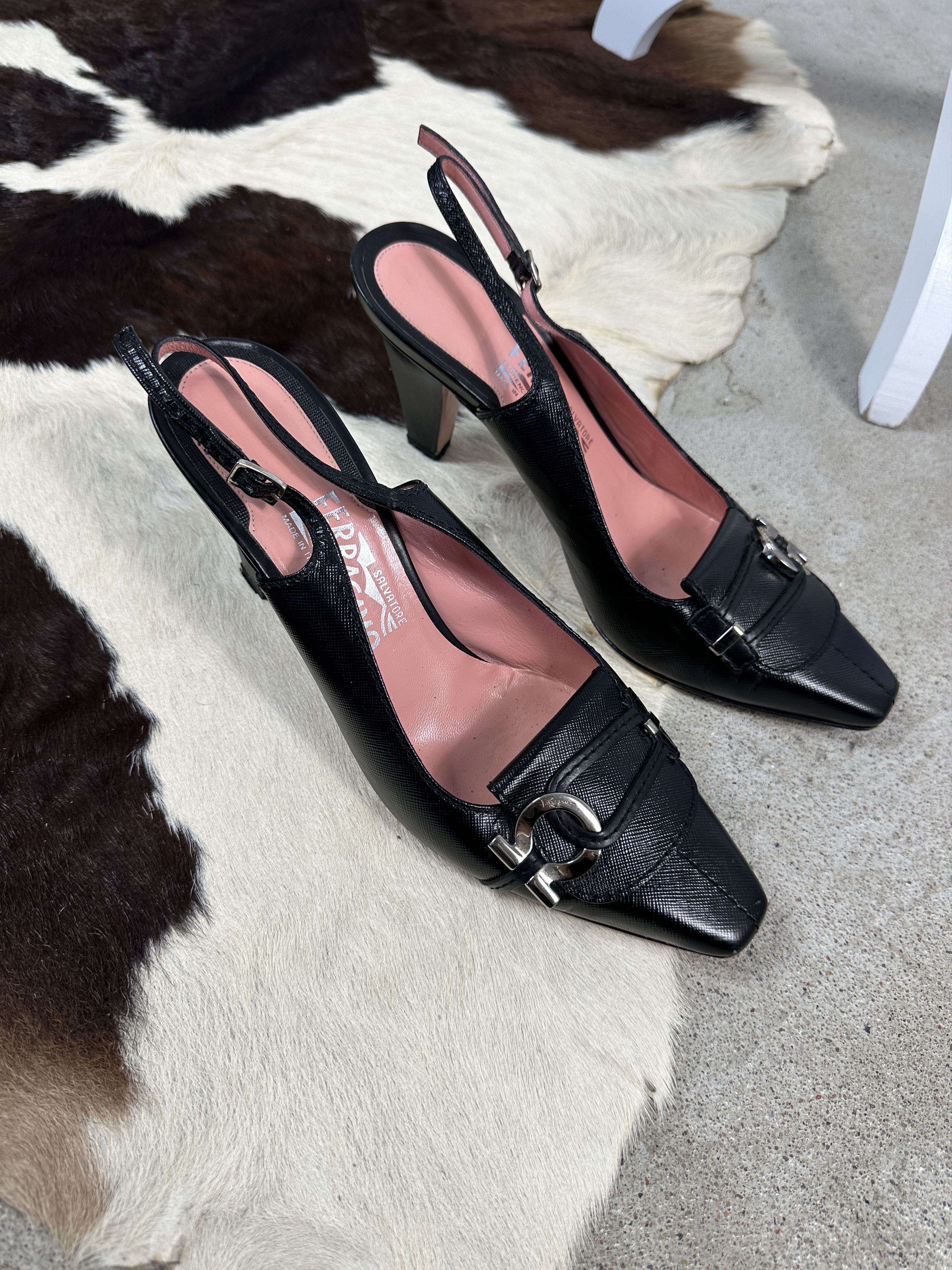 Salvatore Ferragamo × Vintage Vintage Leather Y2K Glam Salvatore Ferragamo Heels Size US 8 / IT 38 - 1 Thumbnail