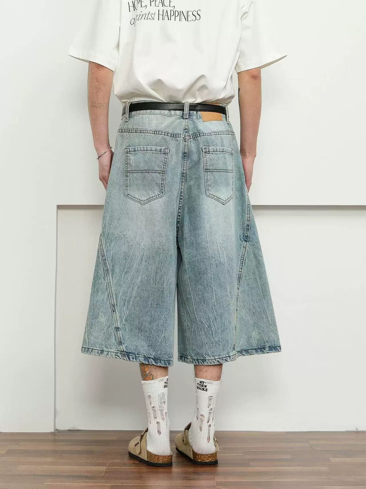 Vintage Vintage washed patchwork distressed loose blue denim shorts Size US 32 / EU 48 - 5 Thumbnail