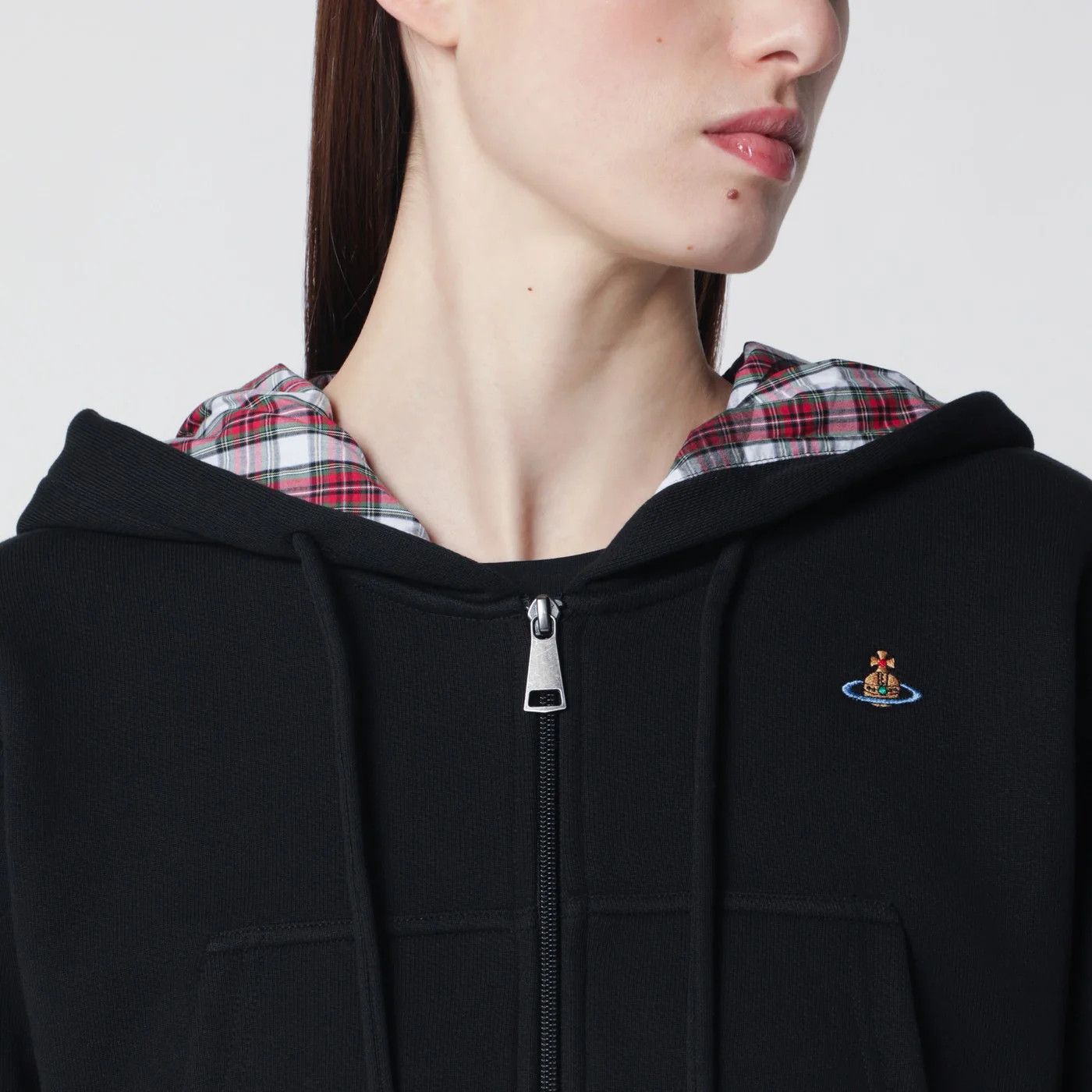 Vivienne Westwood o1d2blof0526 Cropped Logo Sweatshirt Hoodie in Black Size M / US 6-8 / IT 42-44 - 3 Thumbnail