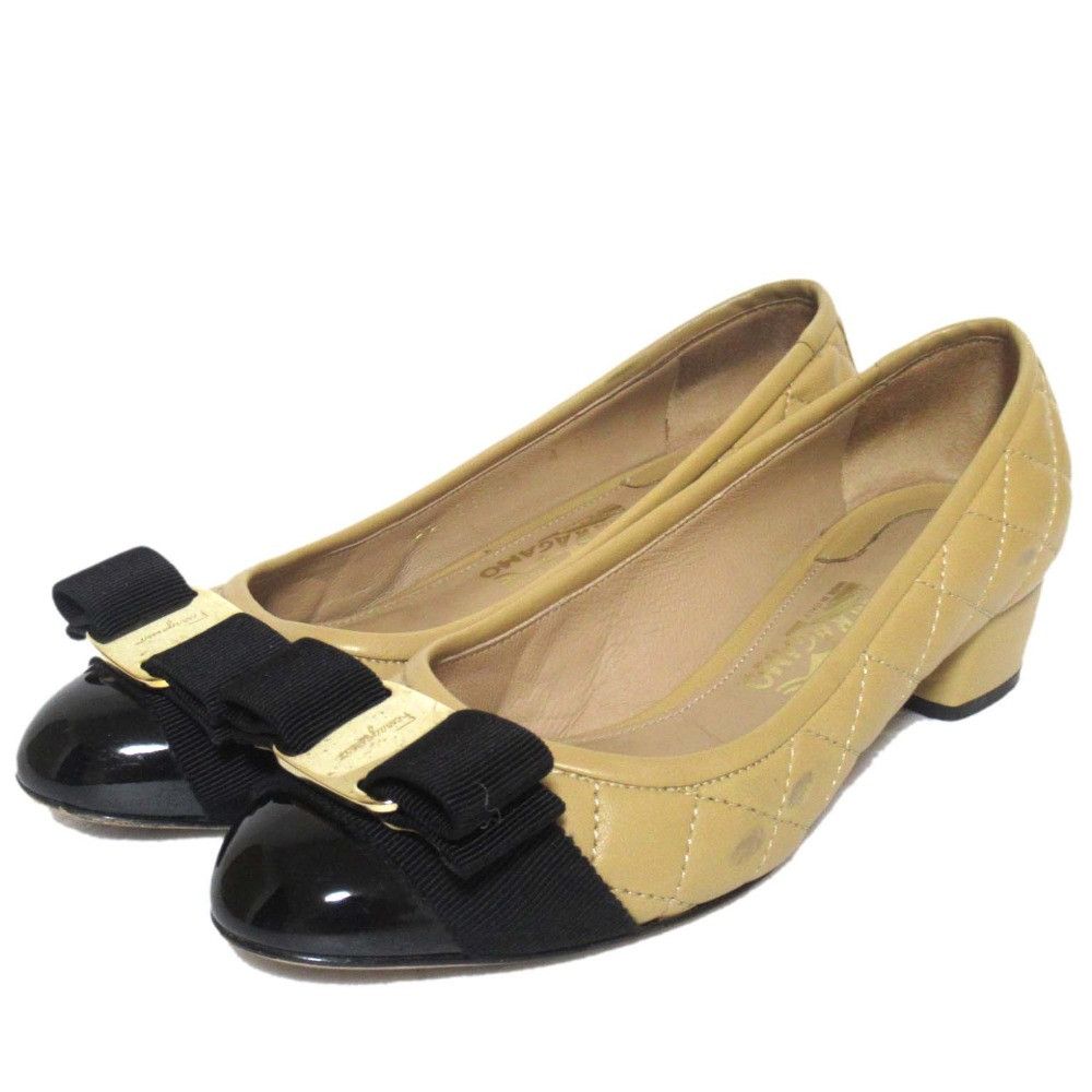 Salvatore Ferragamo Salvatore Ferragamo Vara Quilting Leather Pumps Leather Shoes DUTY FREE for USA