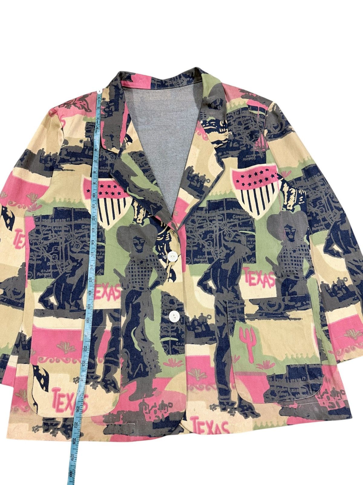 If Only Was True Vtg🔥80’s Custom Made Ovp Texas Cowboy Printed Denim Blazer Size 44R - 11 Thumbnail